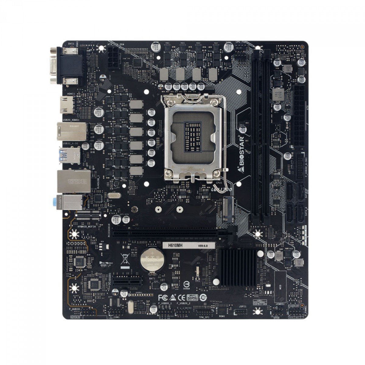 Placa Mãe Biostar H610MH, Chipset H610, Intel LGA 1700, mATX, DDR4