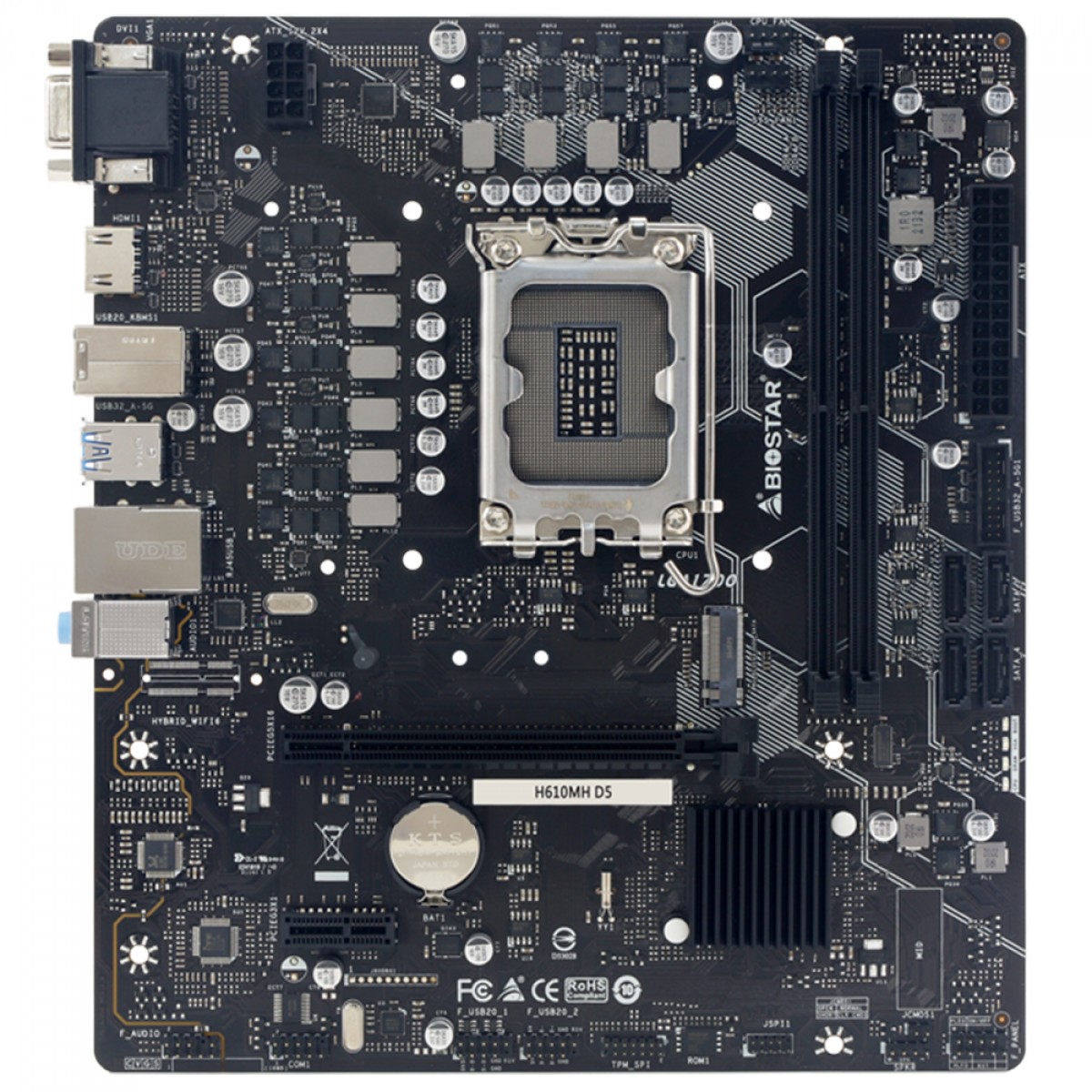 Placa Mãe Biostar H610MH D5, Chipset H610, Intel LGA 1700, MATX, DDR5