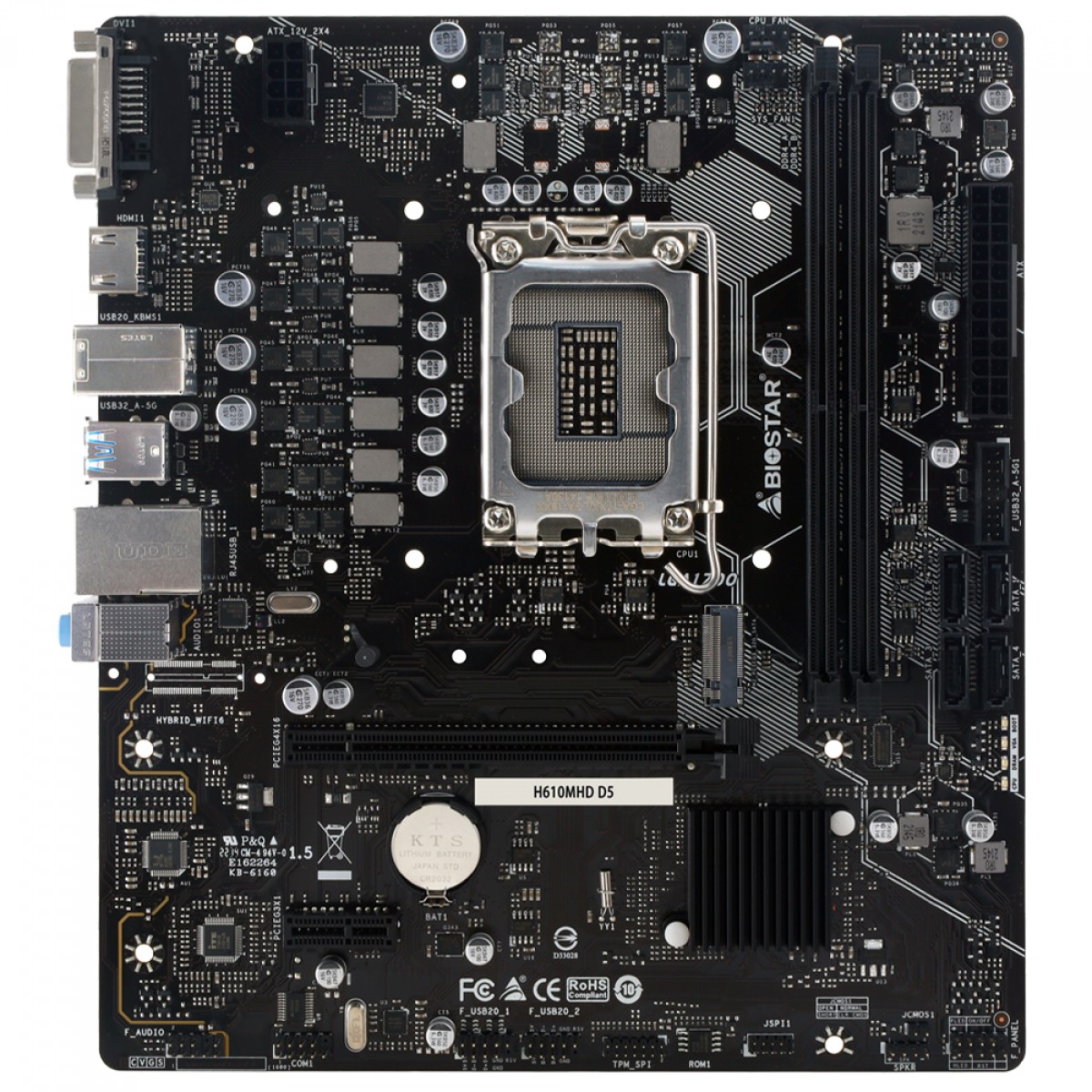 Placa Mãe Biostar H610MHD D5, Chipset H610, Intel LGA 1700, MATX, DDR5