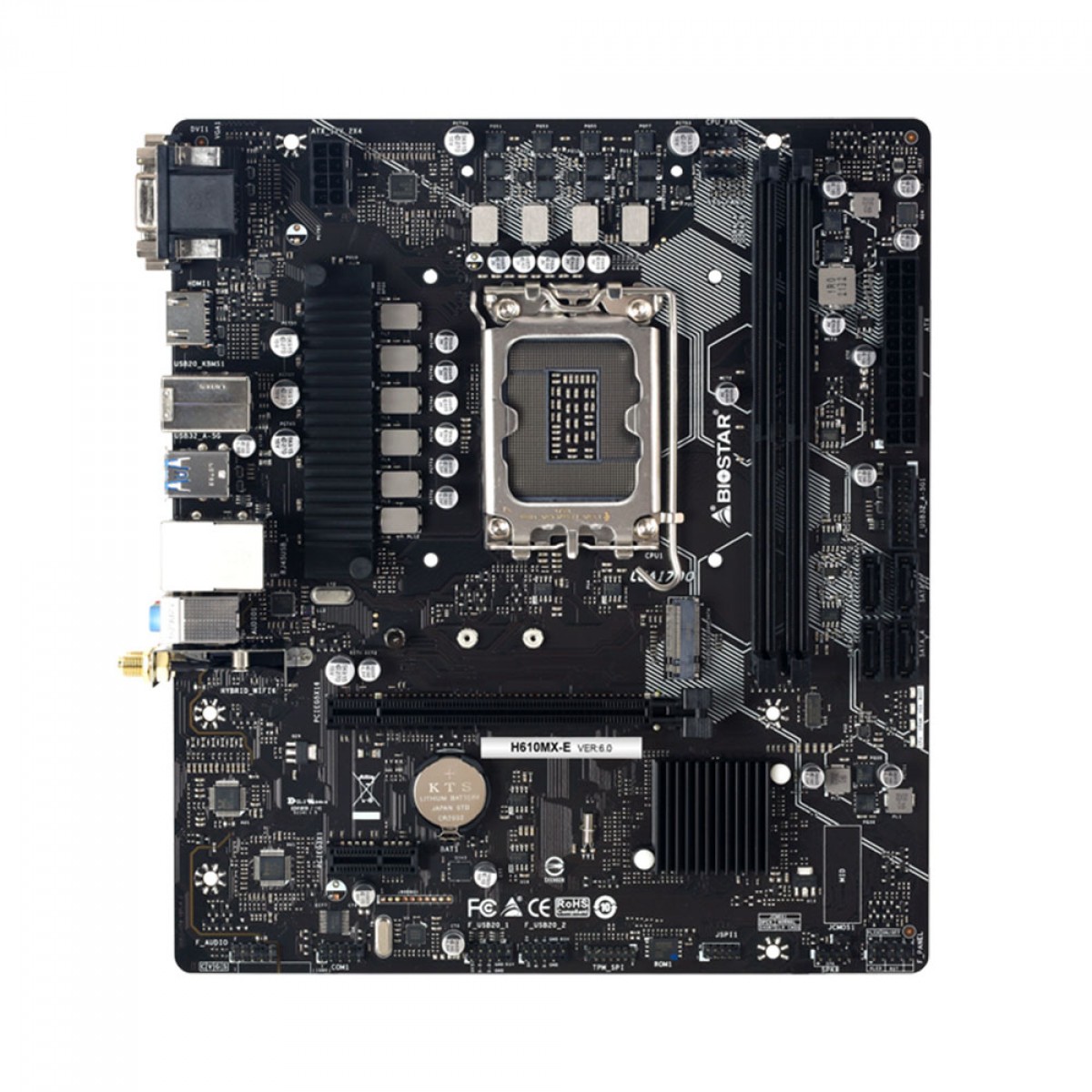 Placa Mãe Biostar H610MX-E, Chipset H610, Intel LGA 1700, mATX, DDR4