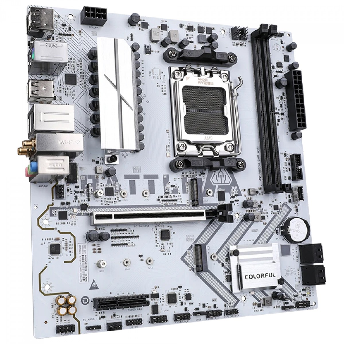 Placa Mãe Colorful Battle-AX A620M-GHA WiFi V14, Chipset A620, AMD AM5, MATX, DDR5, Branco