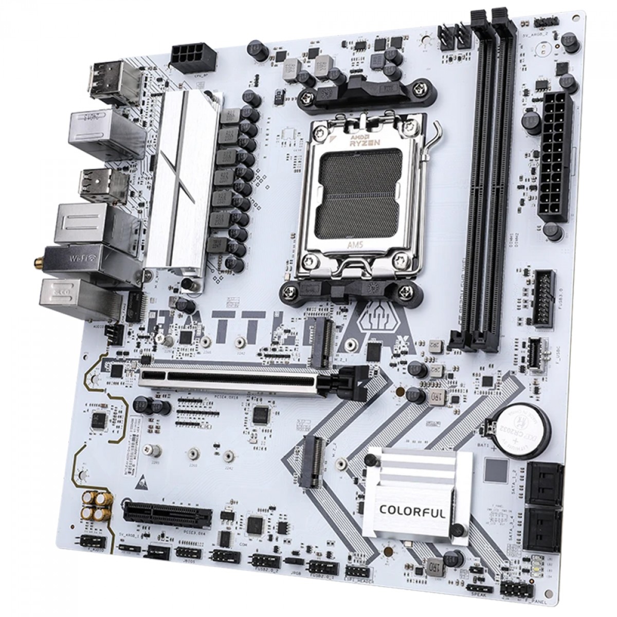 Placa Mãe Colorful Battle-AX A620M-GHA WiFi V14, Chipset A620, AMD AM5, MATX, DDR5, Branco