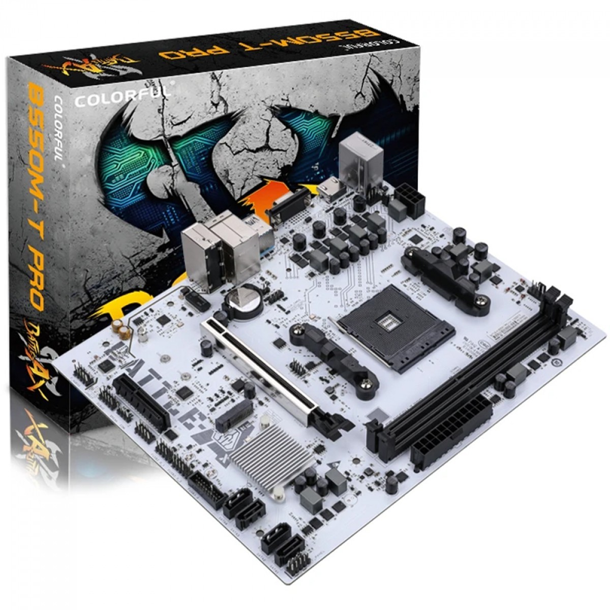 Placa Mãe Colorful Battle-AX B550M-T Pro V14, Chipset B550, AMD AM4, MATX, DDR4, Branco