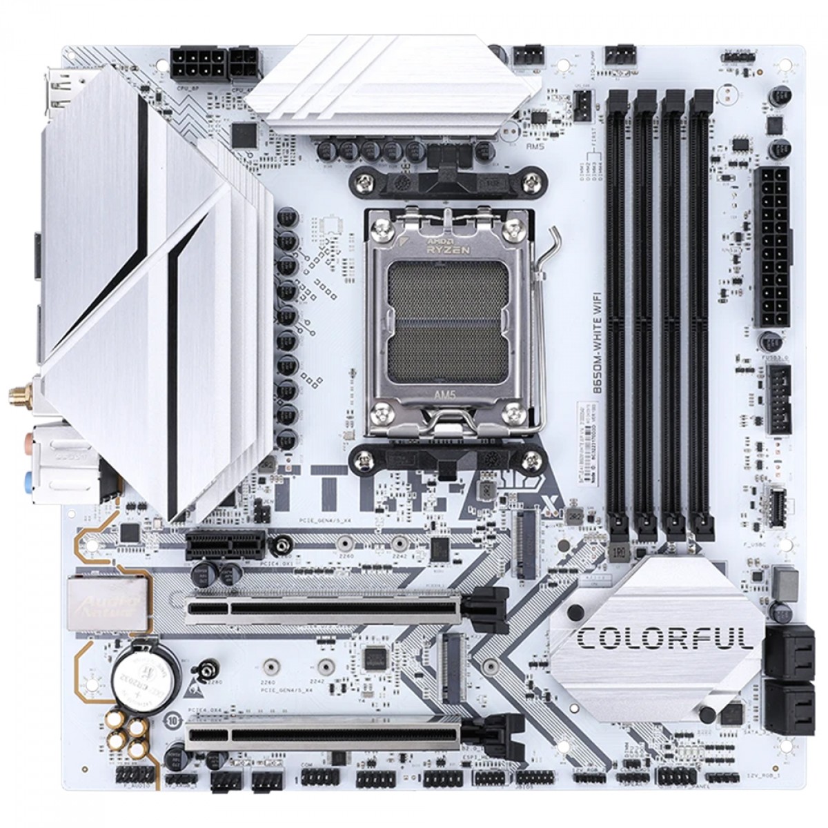 Placa Mãe Colorful Battle-AX B650M-White WiFi V14, Chipset B650, AMD AM5, MATX, DDR5, Branco