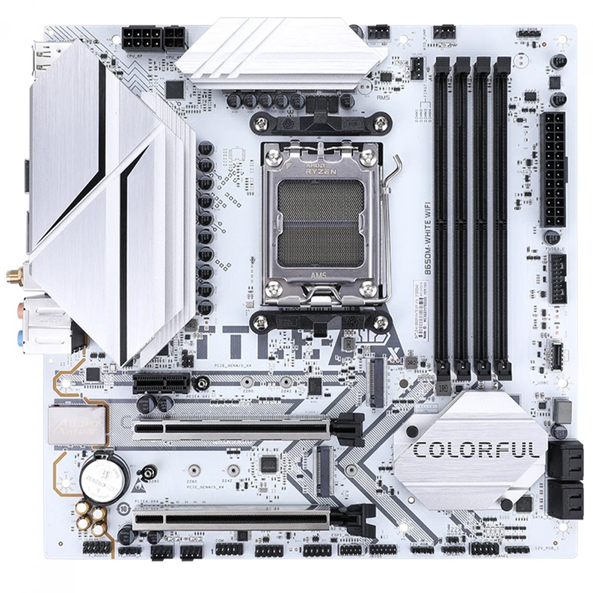 Placa Mãe Colorful Battle-AX B650M-White WiFi V15, Chipset B650, AMD AM5, mATX, DDR5