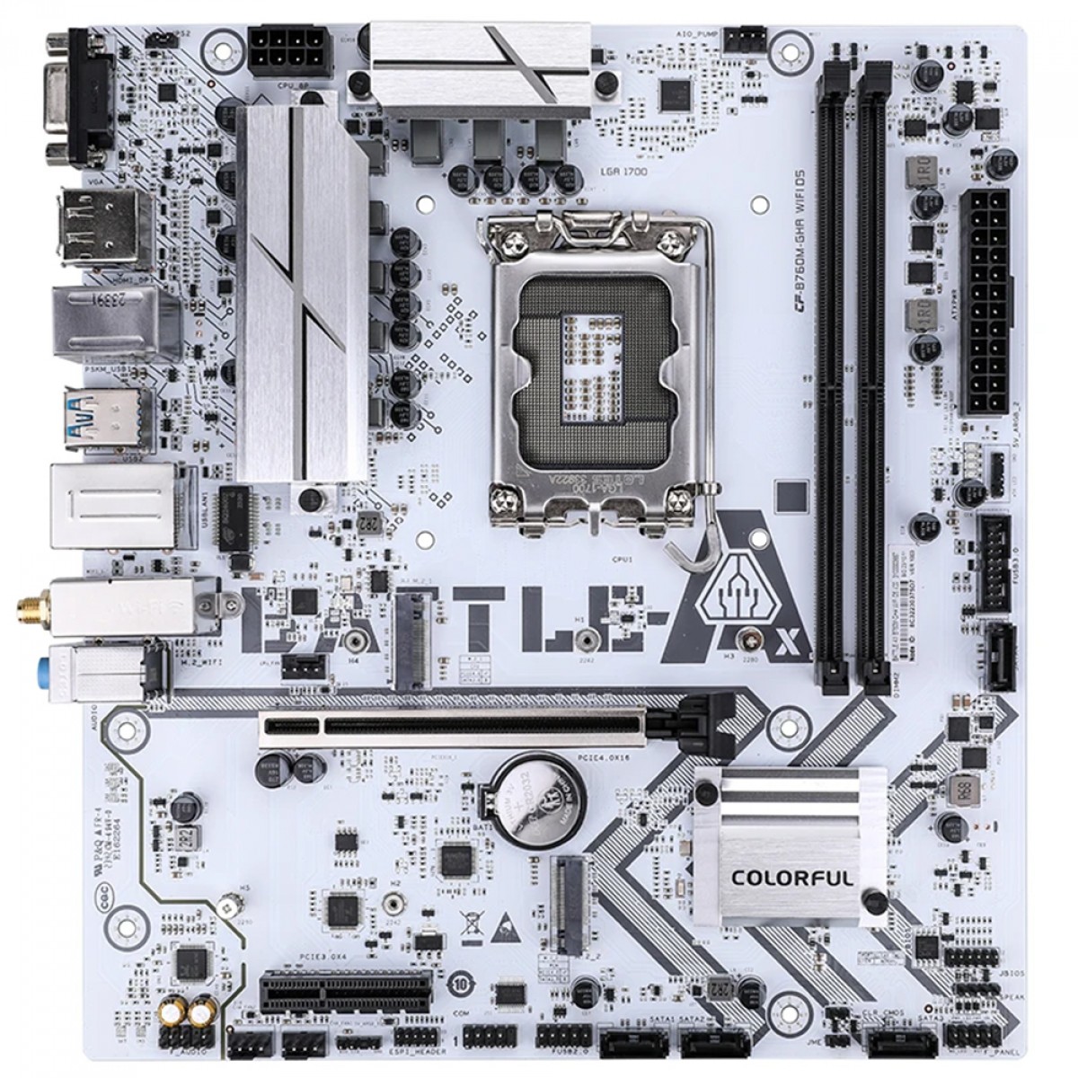 Placa Mãe Colorful Battle-AX B760M-GHA White WiFi D5 V20, Chipset B760, Intel LGA 1700, MATX, DDR5