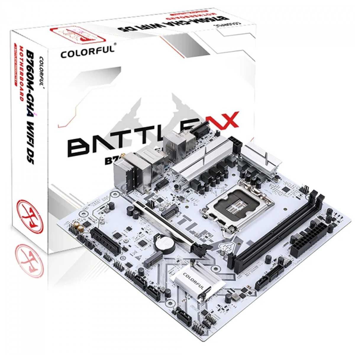 Placa Mãe Colorful Battle-AX B760M-GHA White WiFi D5 V20, Chipset B760, Intel LGA 1700, MATX, DDR5
