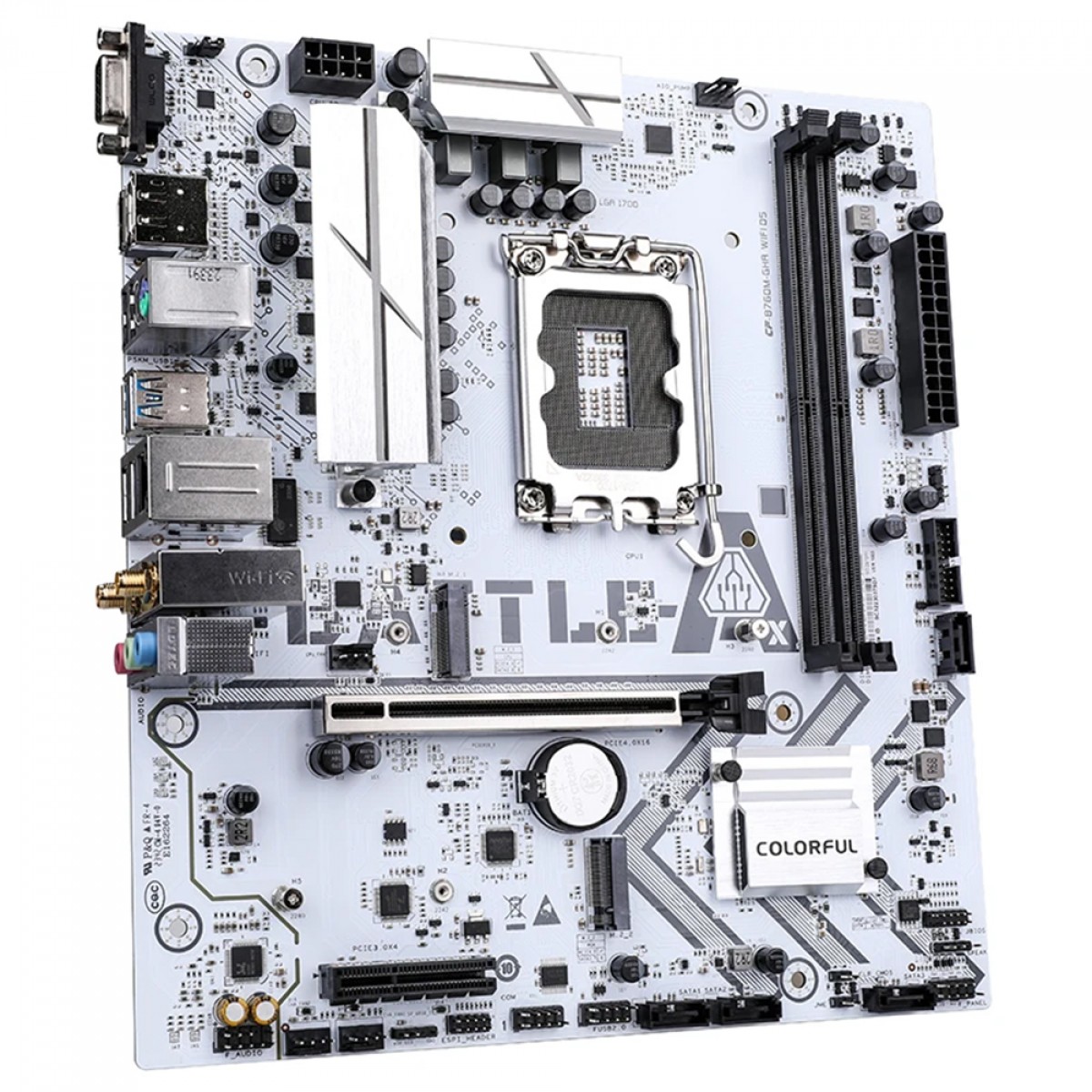 Placa Mãe Colorful Battle-AX B760M-GHA White WiFi D5 V20, Chipset B760, Intel LGA 1700, MATX, DDR5