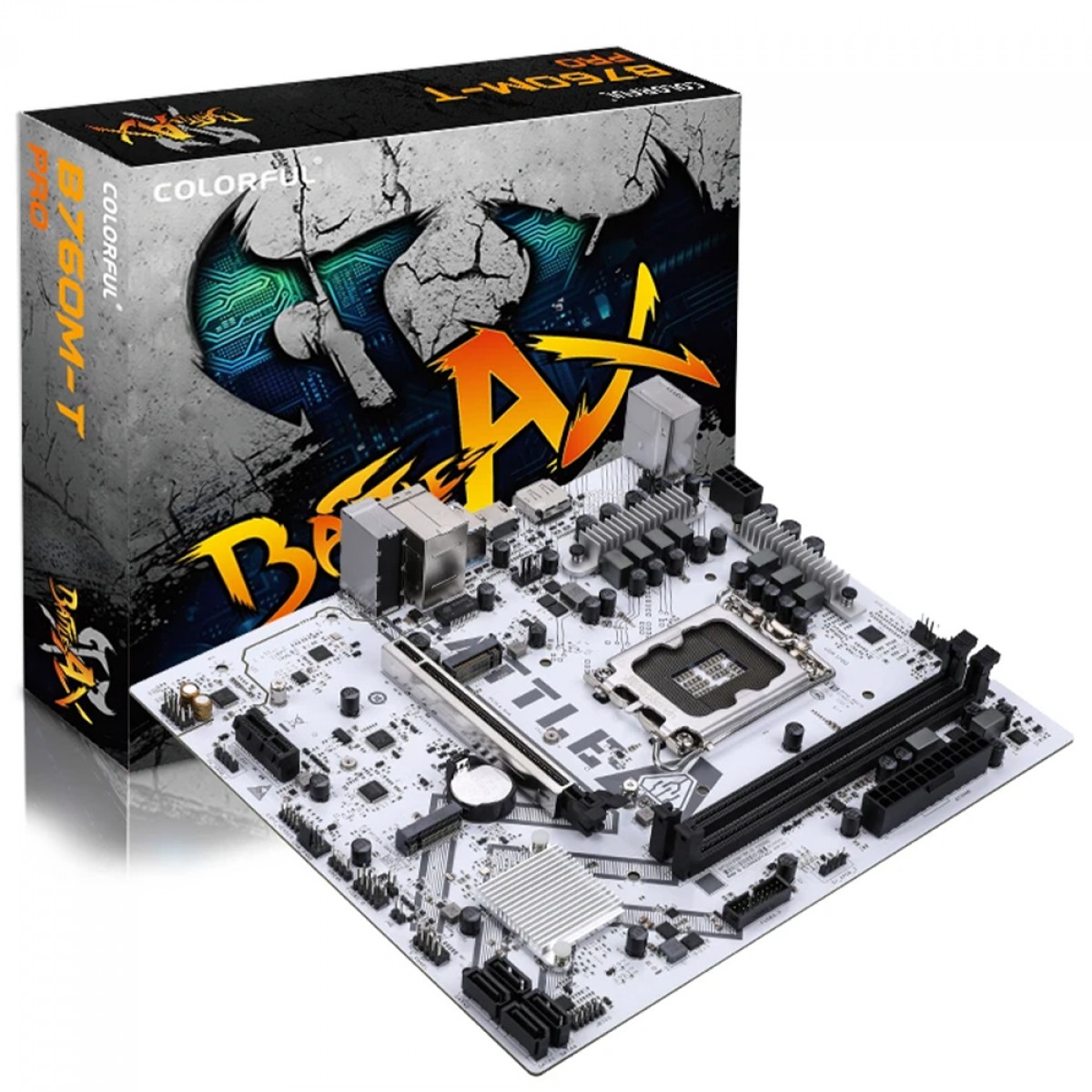 Placa Mãe Colorful Battle-AX B760M-T Pro V20, Chipset B760, Intel LGA 1700, MATX, DDR4, Branco