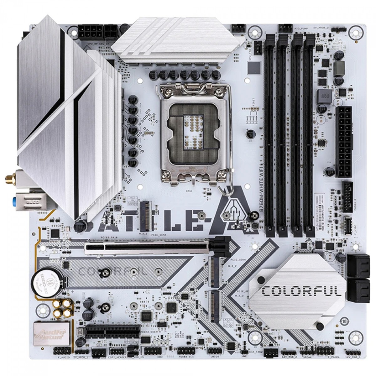 Placa Mãe Colorful Battle-AX B760M White WiFi V20, Chipset B760, Intel LGA 1700, MATX, DDR4
