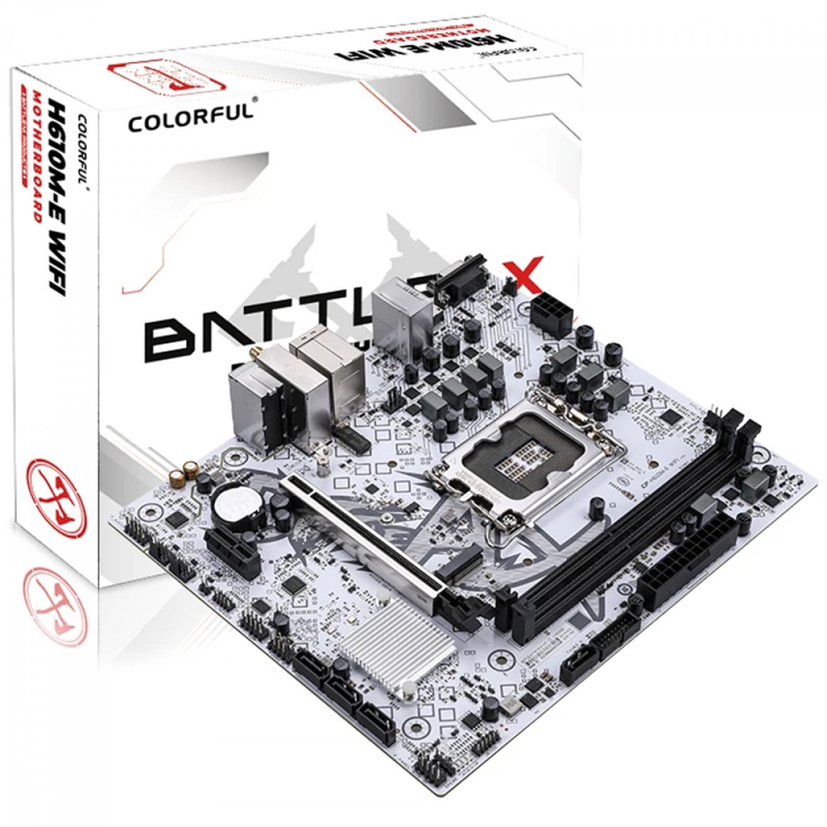 Placa Mãe Colorful Battle-AX H610M-E WiFi V20, Chipset H610, Intel LGA 1700, MATX, DDR4, Branco