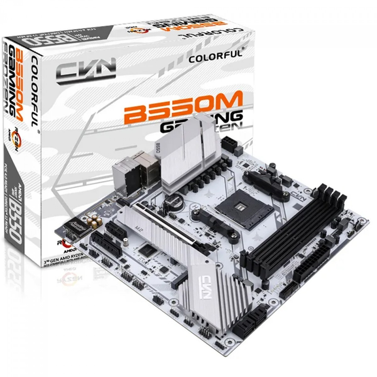 Placa Mãe Colorful CVN B550M Gaming Frozen V15, Chipset B550, AMD AM4, MATX, DDR4, Branco