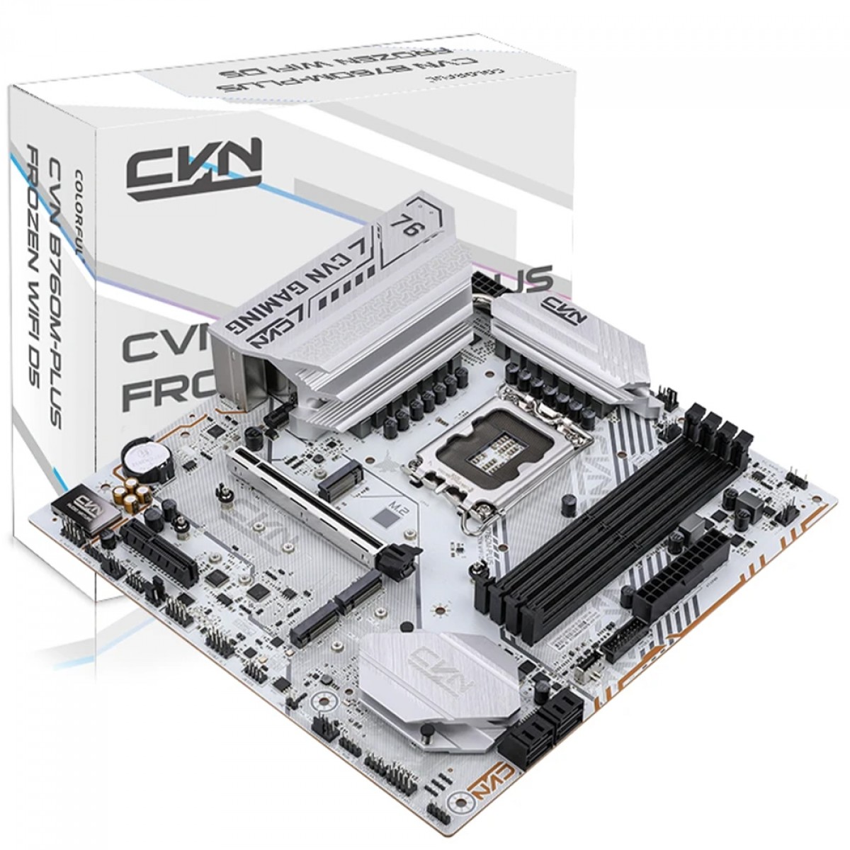 Placa Mãe Colorful CVN B760M-Plus Frozen WiFi D5 V20, Chipset B760, Intel LGA 1700, MATX, DDR5, Branco