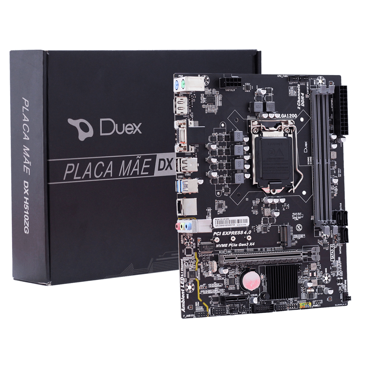 Placa Mãe Duex DX H510ZG, Chipset H510, Intel LGA 1200, MATX, DDR4