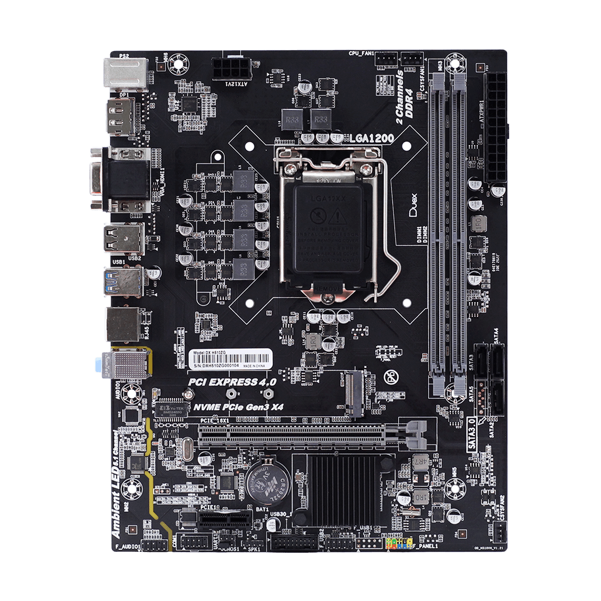 Placa Mãe Duex DX H510ZG, Chipset H510, Intel LGA 1200, MATX, DDR4