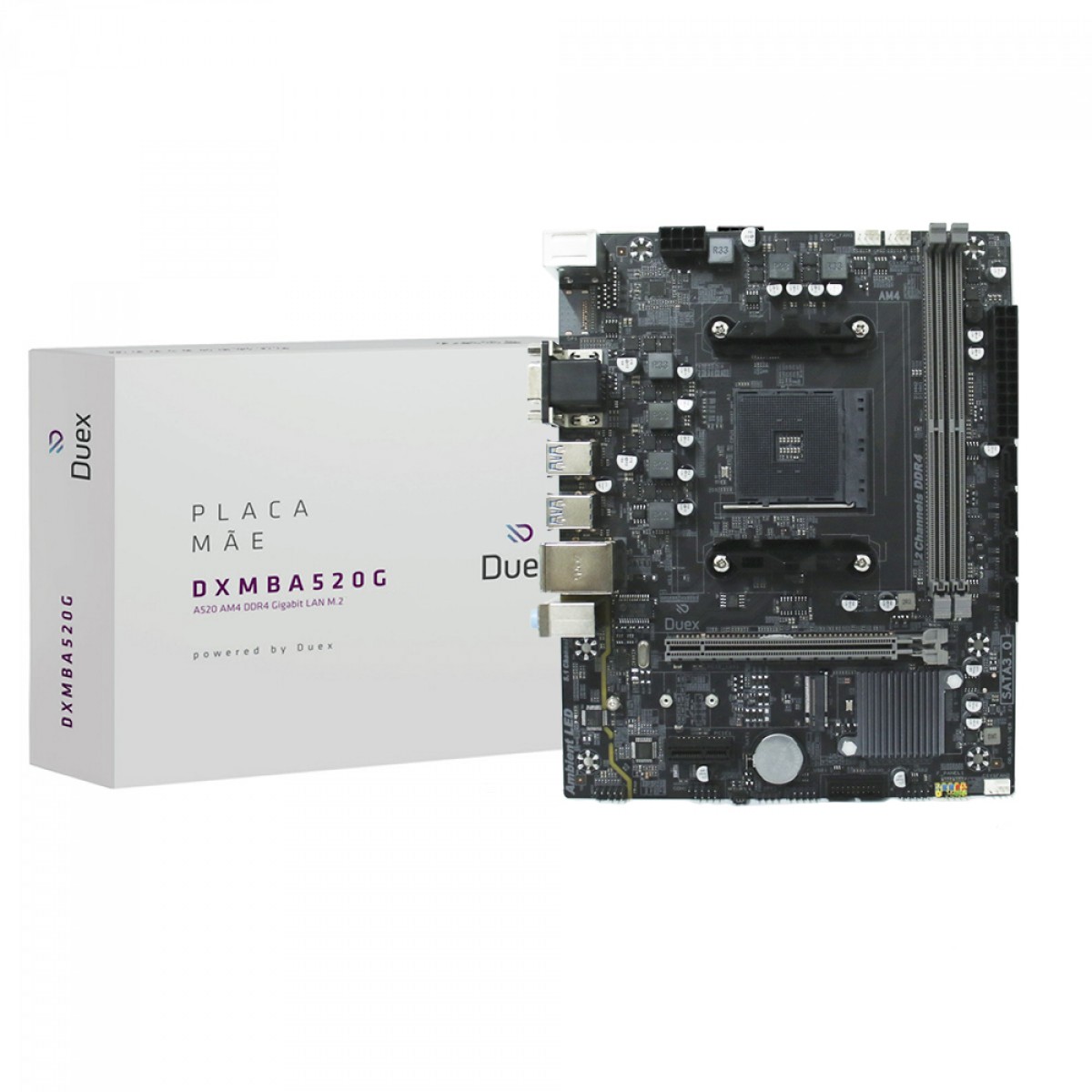 Placa Mãe Duex DXMBA520G, Chipset A520, AMD AM4, MATX, DDR4