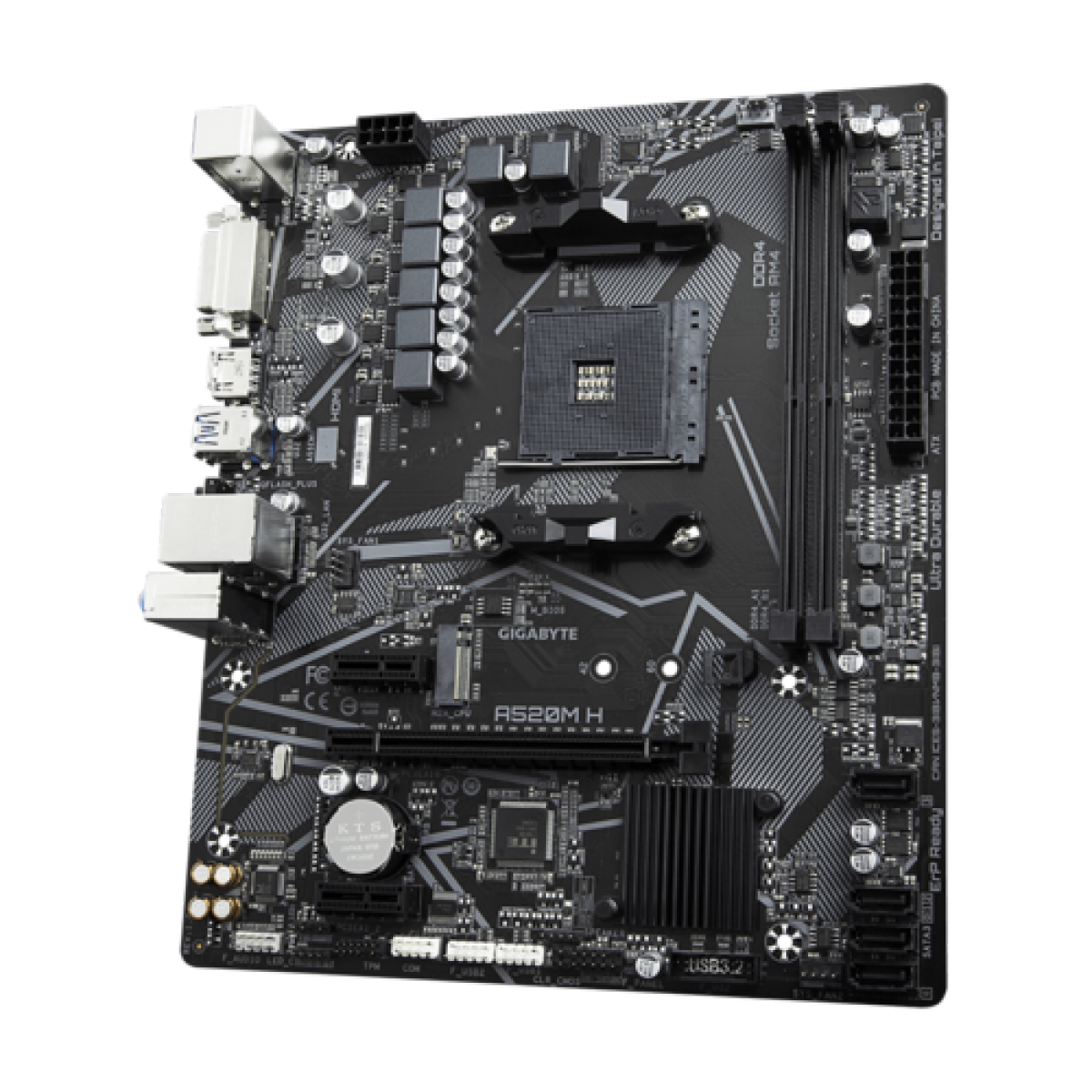 Placa Mãe Gigabyte A520M H, Chipset A520, AMD AM4, mATX, DDR4