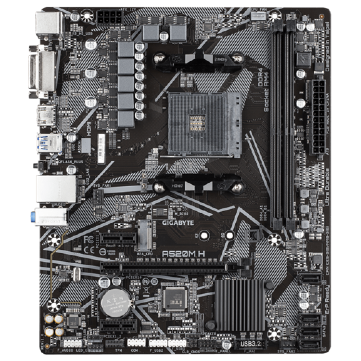 Placa Mãe Gigabyte A520M H, Chipset A520, AMD AM4, mATX, DDR4