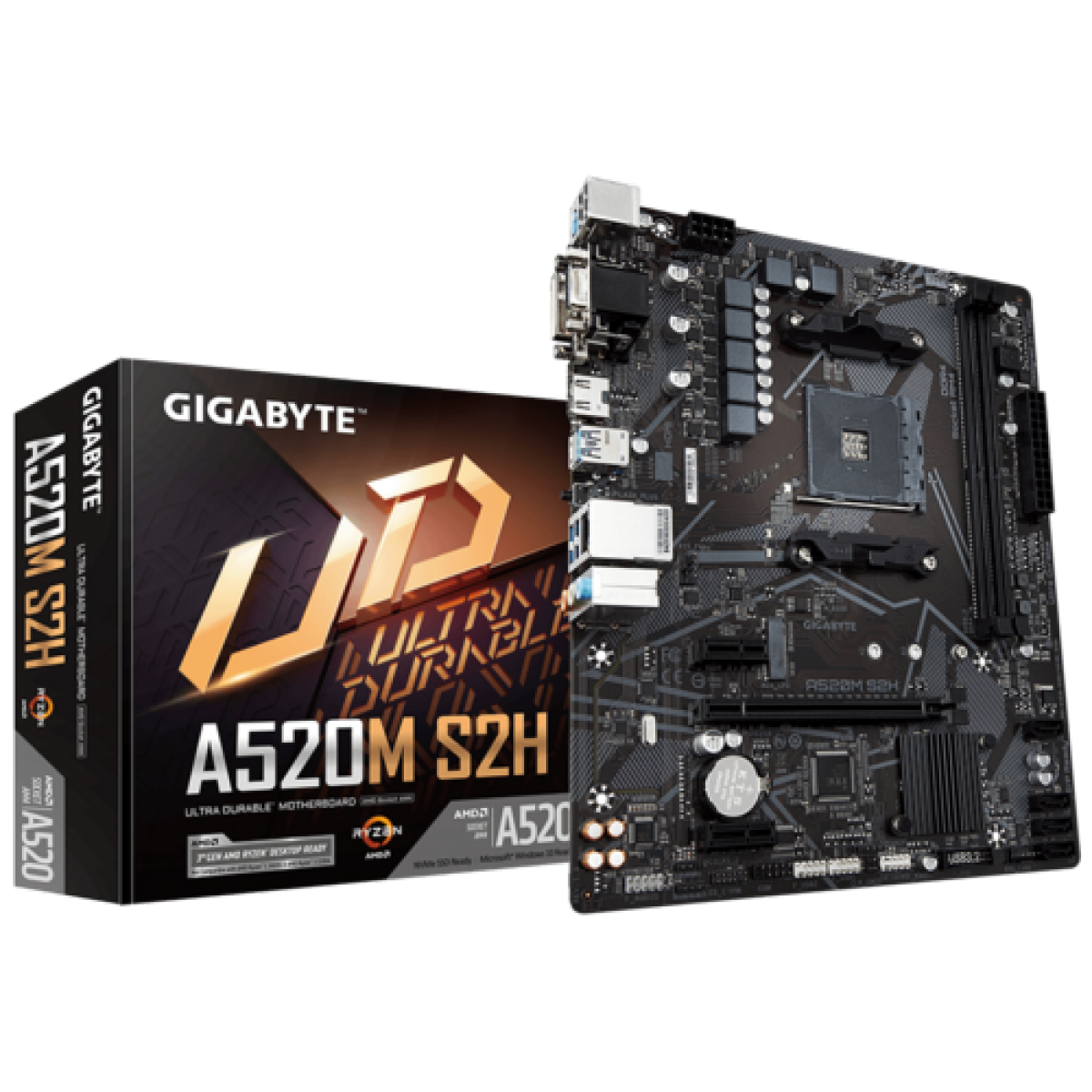 Placa Mãe Gigabyte A520M S2H, Chipset A520, AMD AM4, mATX, DDR4