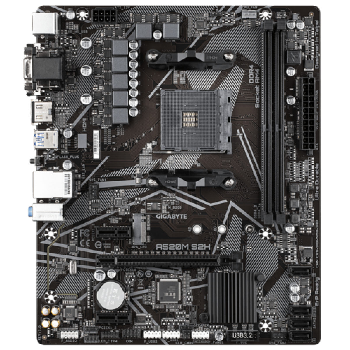 Placa Mãe Gigabyte A520M S2H, Chipset A520, AMD AM4, mATX, DDR4