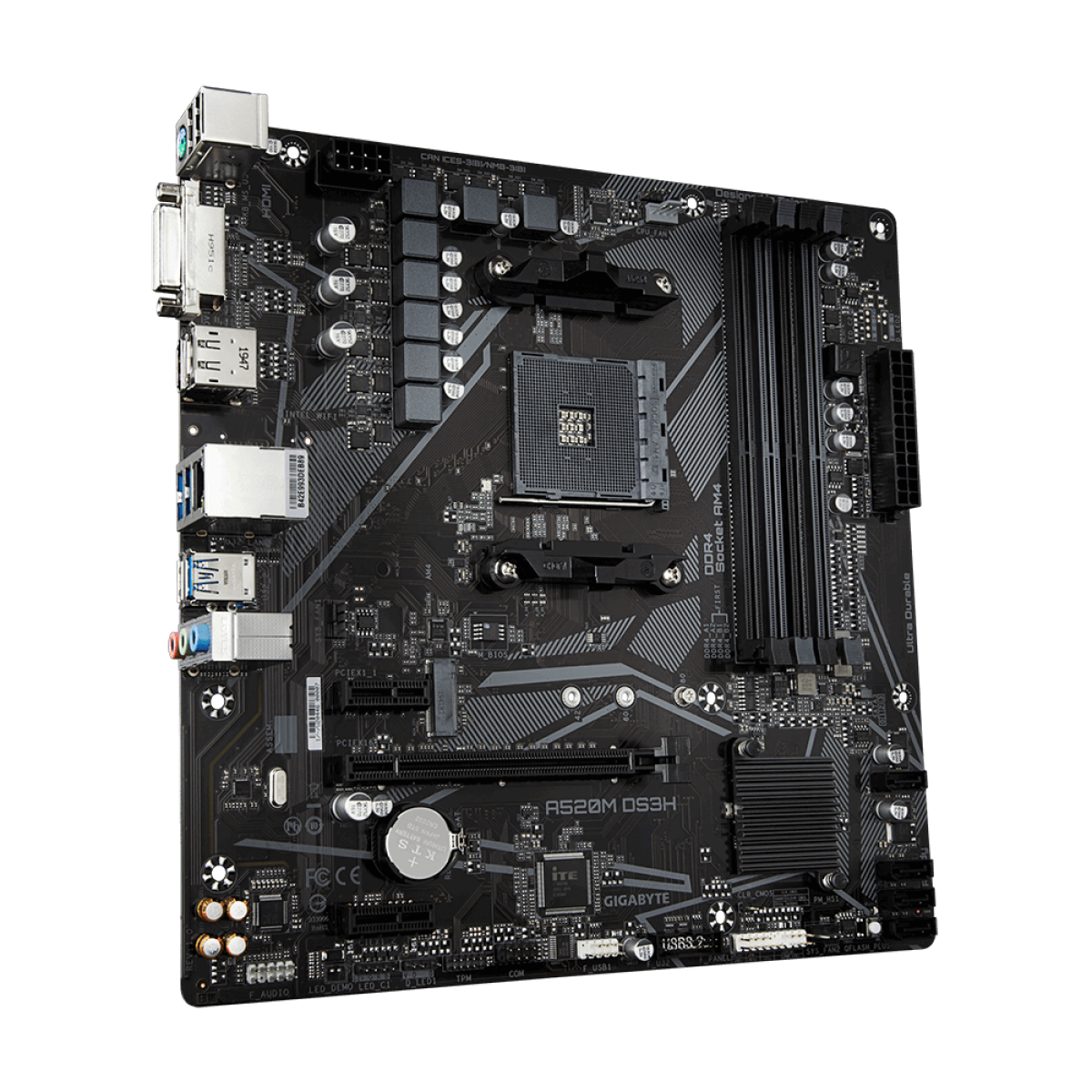 Placa Mãe Gigabyte A520M DS3H, Chipset A520, AMD AM4, mATX, DDR4