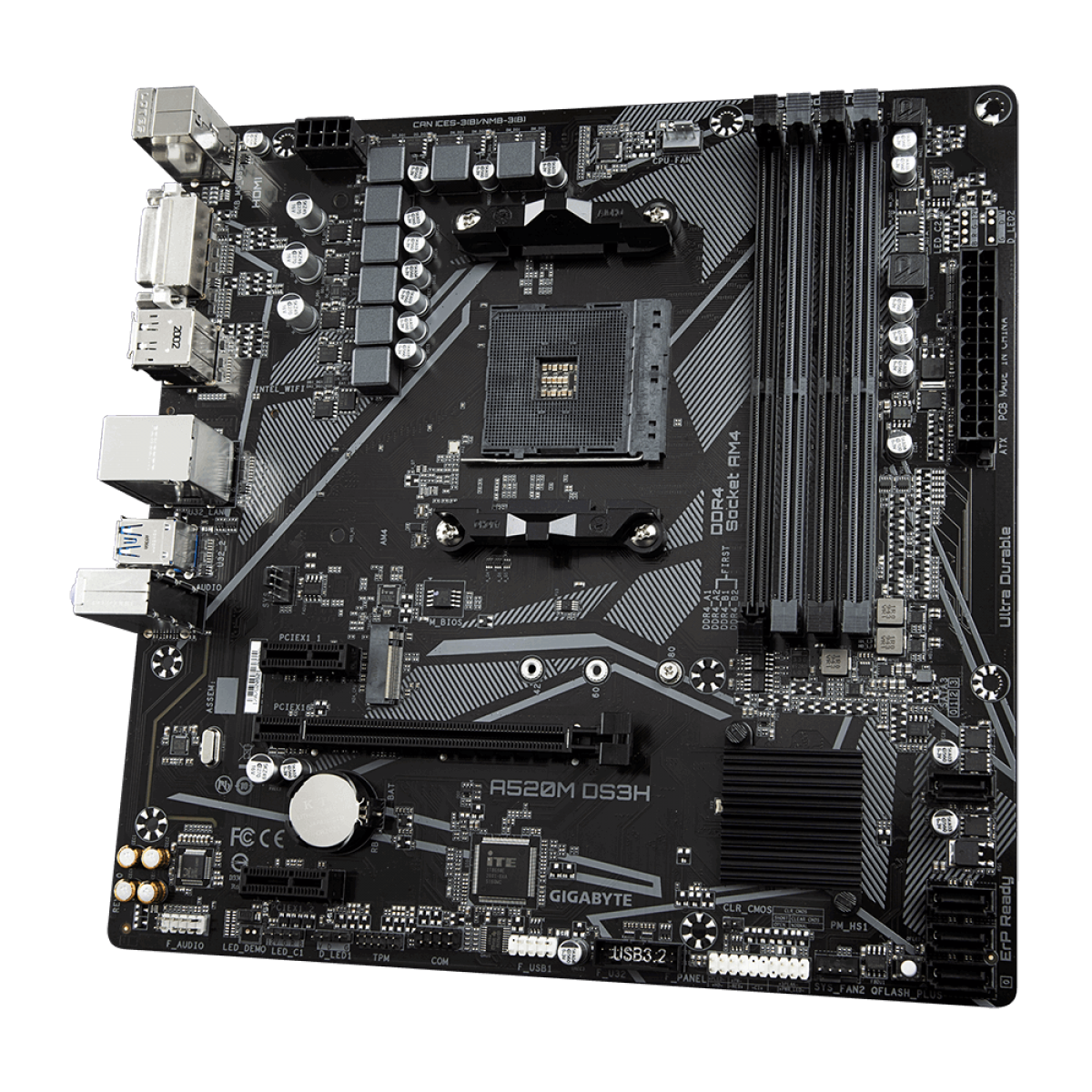 Placa Mãe Gigabyte A520M DS3H, Chipset A520, AMD AM4, mATX, DDR4