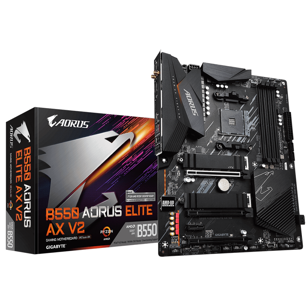 Placa Mãe Gigabyte B550 AORUS Elite AX V2, Chipset B550, AMD AM4, ATX, DDR4, 9MB55AEW2-00-10