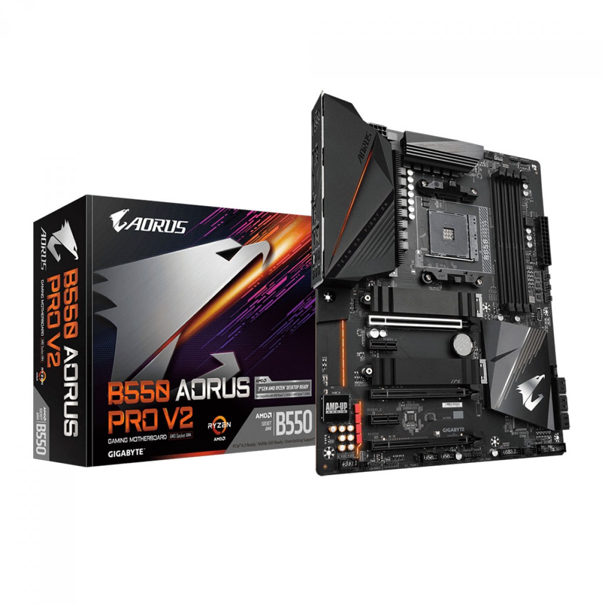 Placa Mãe Gigabyte B550 Aorus Pro V2, Chipset B550, AMD AM4, ATX, DDR4