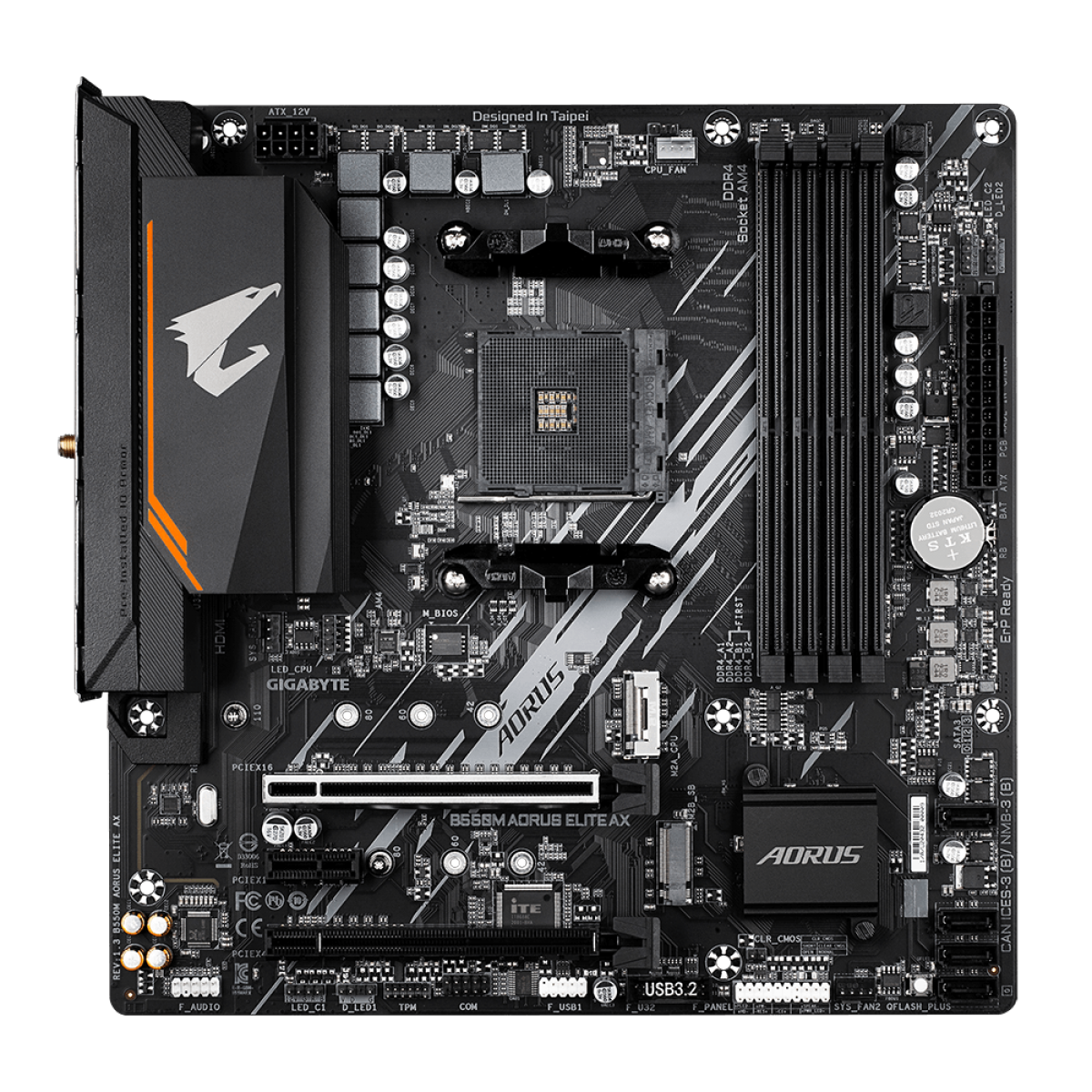 Placa Mãe Gigabyte B550M AORUS Elite AX, Chipset B550, AMD AM4, mATX, DDR4