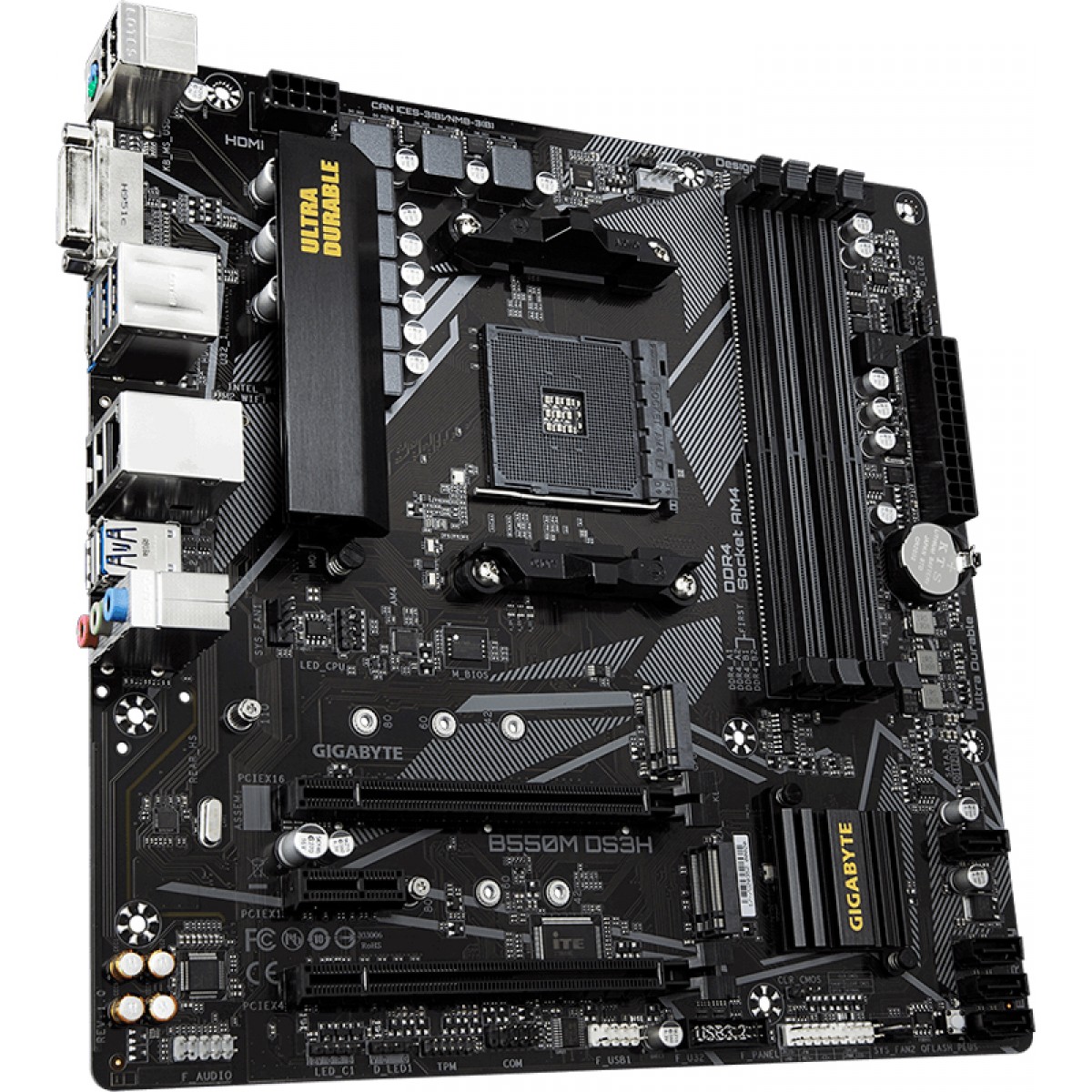 Placa Mãe Gigabyte B550M DS3H, Chipset B550, AMD AM4, mATX, DDR4