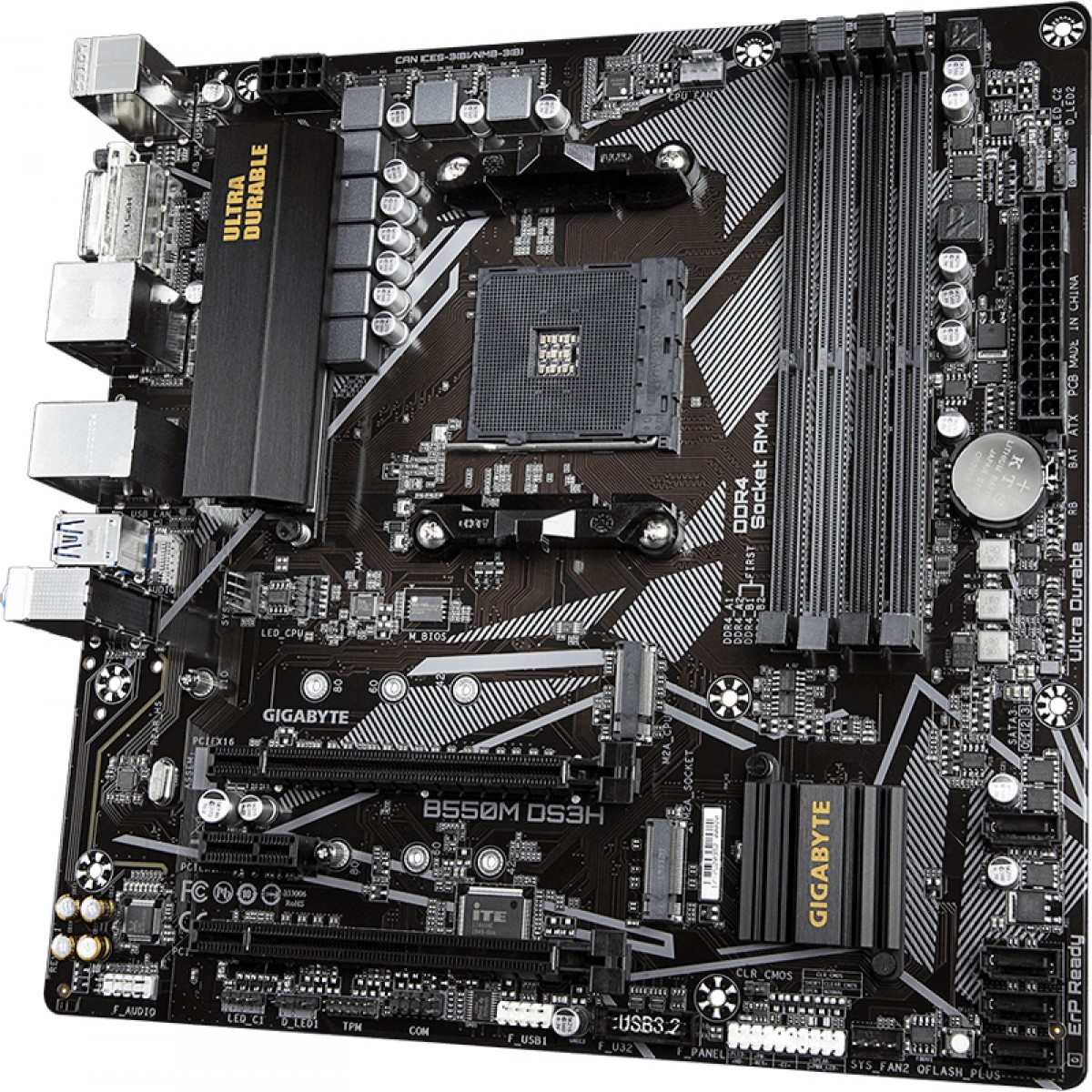 Placa Mãe Gigabyte B550M DS3H, Chipset B550, AMD AM4, mATX, DDR4