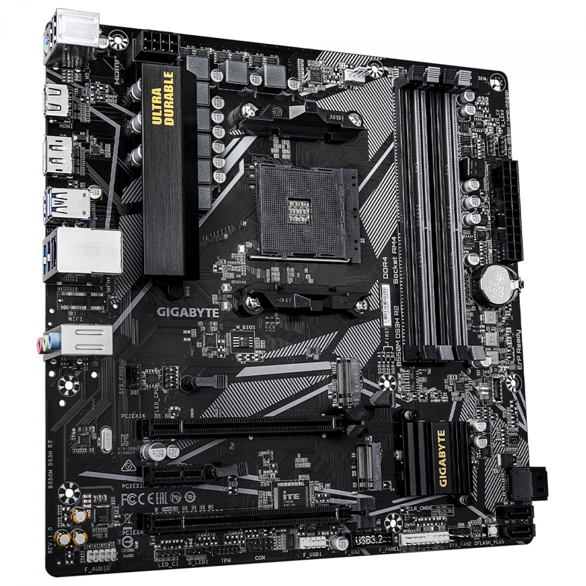 Placa Mãe Gigabyte B550M DS3H R2, Chipset B550, AMD AM4, mATX, DDR4