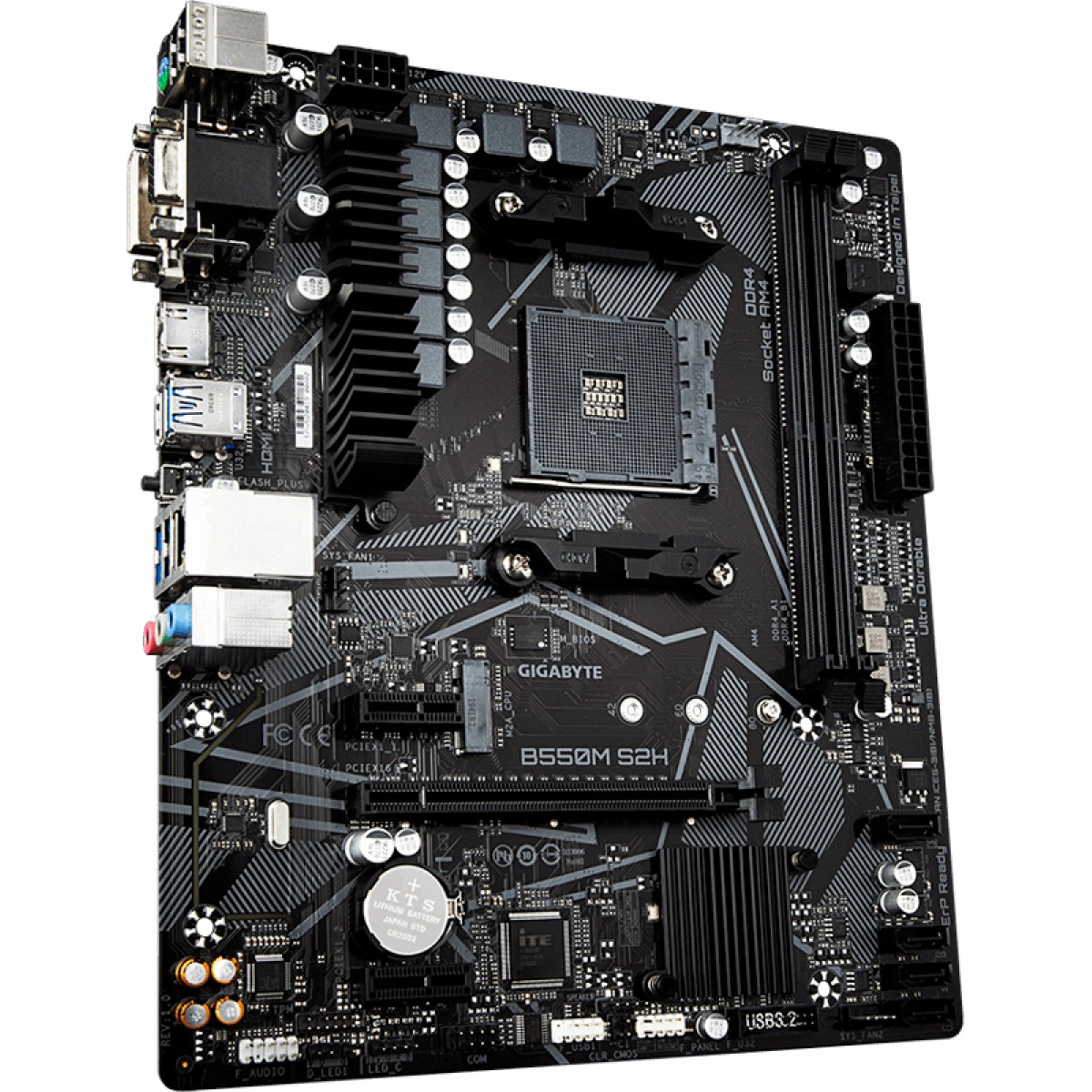 Placa Mãe Gigabyte B550M S2H, Chipset B550, AMD AM4, mATX, DDR4
