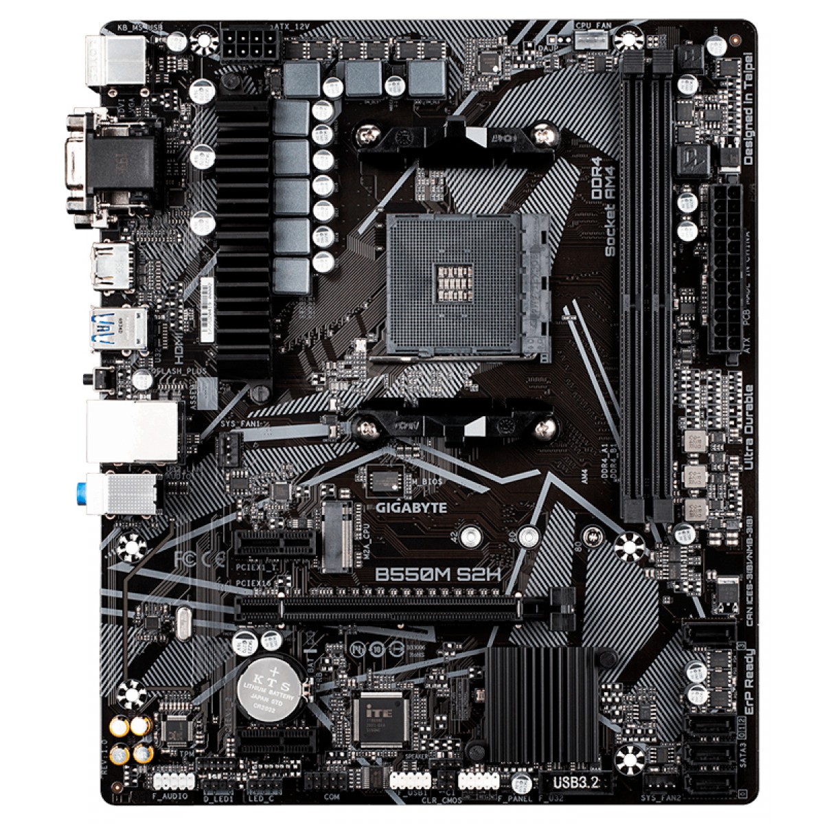 Placa Mãe Gigabyte B550M S2H, Chipset B550, AMD AM4, mATX, DDR4