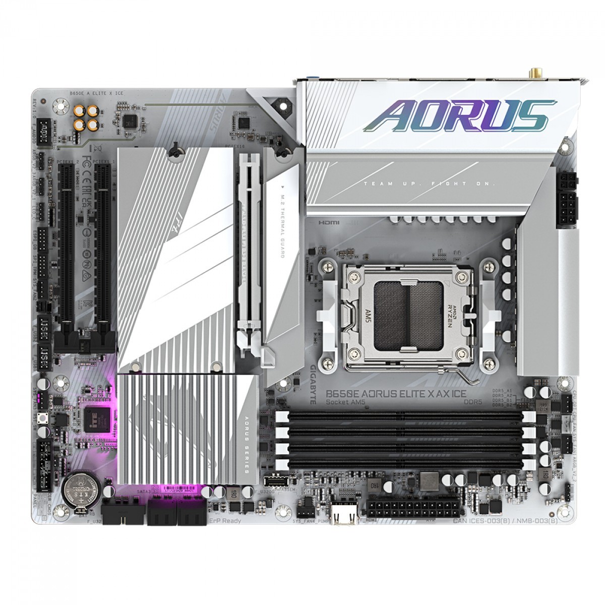 Placa Mãe Gigabyte B650E AORUS ELITE X AX ICE, Chipset B650, AMD AM5, ATX, DDR5