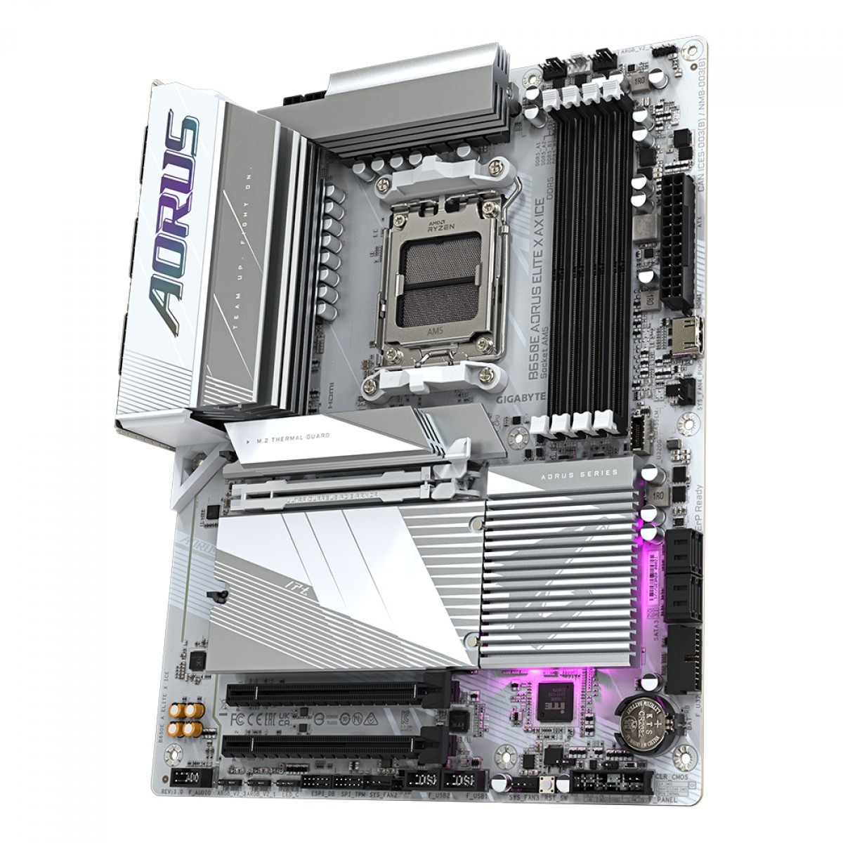 Placa Mãe Gigabyte B650E AORUS ELITE X AX ICE, Chipset B650, AMD AM5, ATX, DDR5
