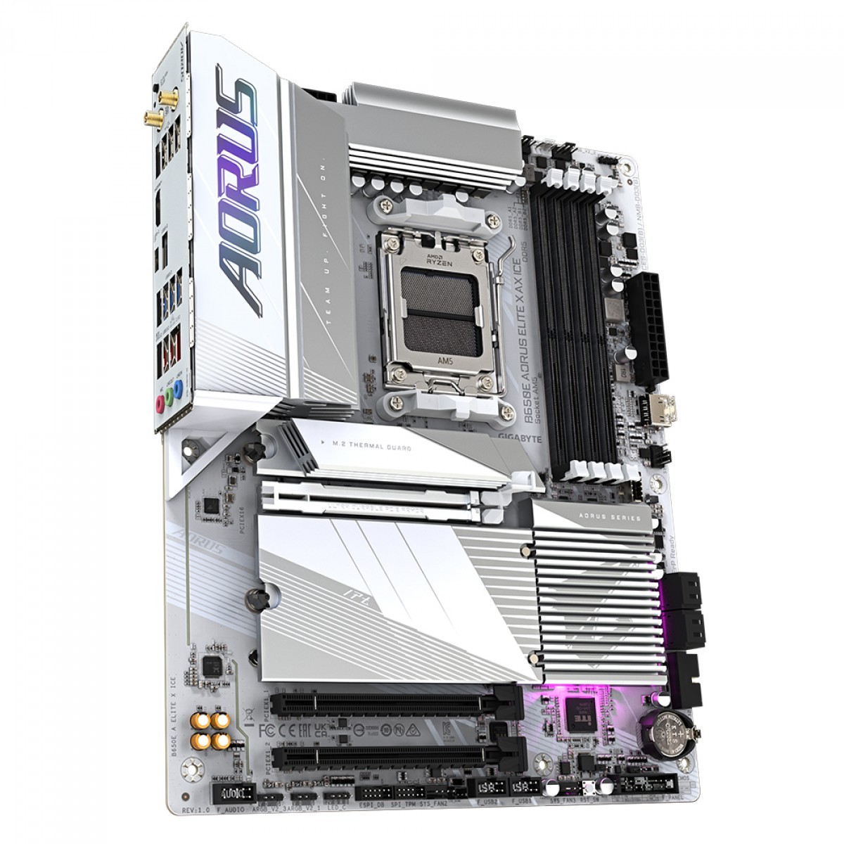 Placa Mãe Gigabyte B650E AORUS ELITE X AX ICE, Chipset B650, AMD AM5, ATX, DDR5