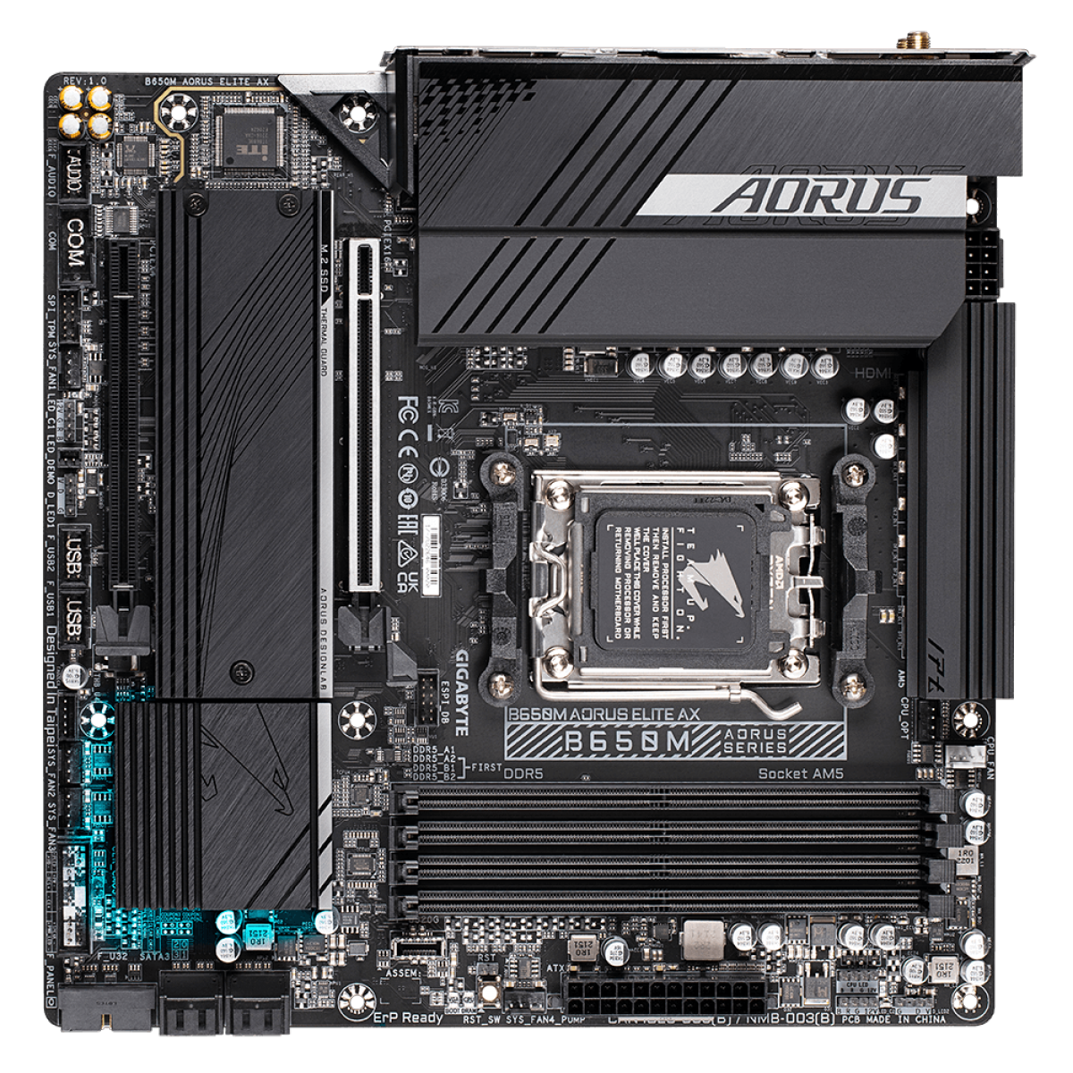Placa Mãe Gigabyte B650M Aorus Elite AX, Chipset B650, AMD AM5, MATX, DDR5