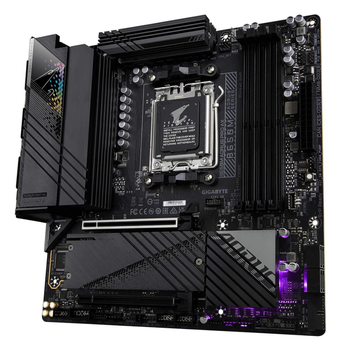 Placa Mãe Gigabyte B650M Aorus Pro AX, Chipset B650, WiFi, AMD AM5, mATX, DDR5