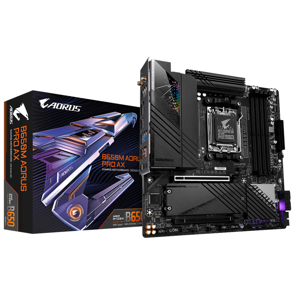Placa Mãe Gigabyte B650M Aorus Pro AX, Chipset B650, WiFi, AMD AM5, mATX, DDR5