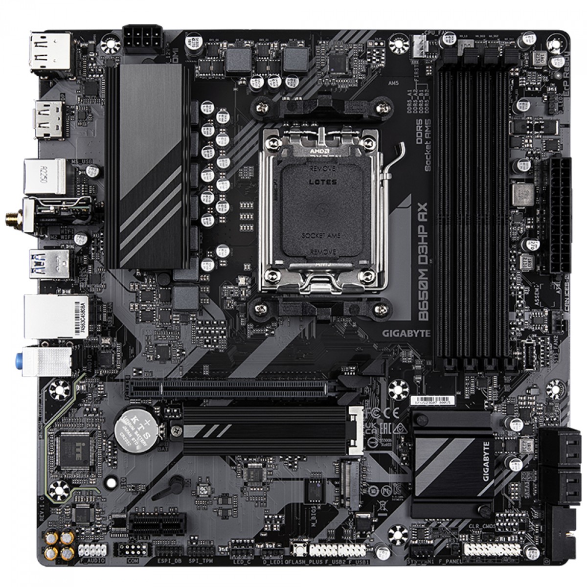 Placa Mãe Gigabyte B650M D3HP AX, WiFi6E, Chipset B650, AMD AM5, mATX, DDR5