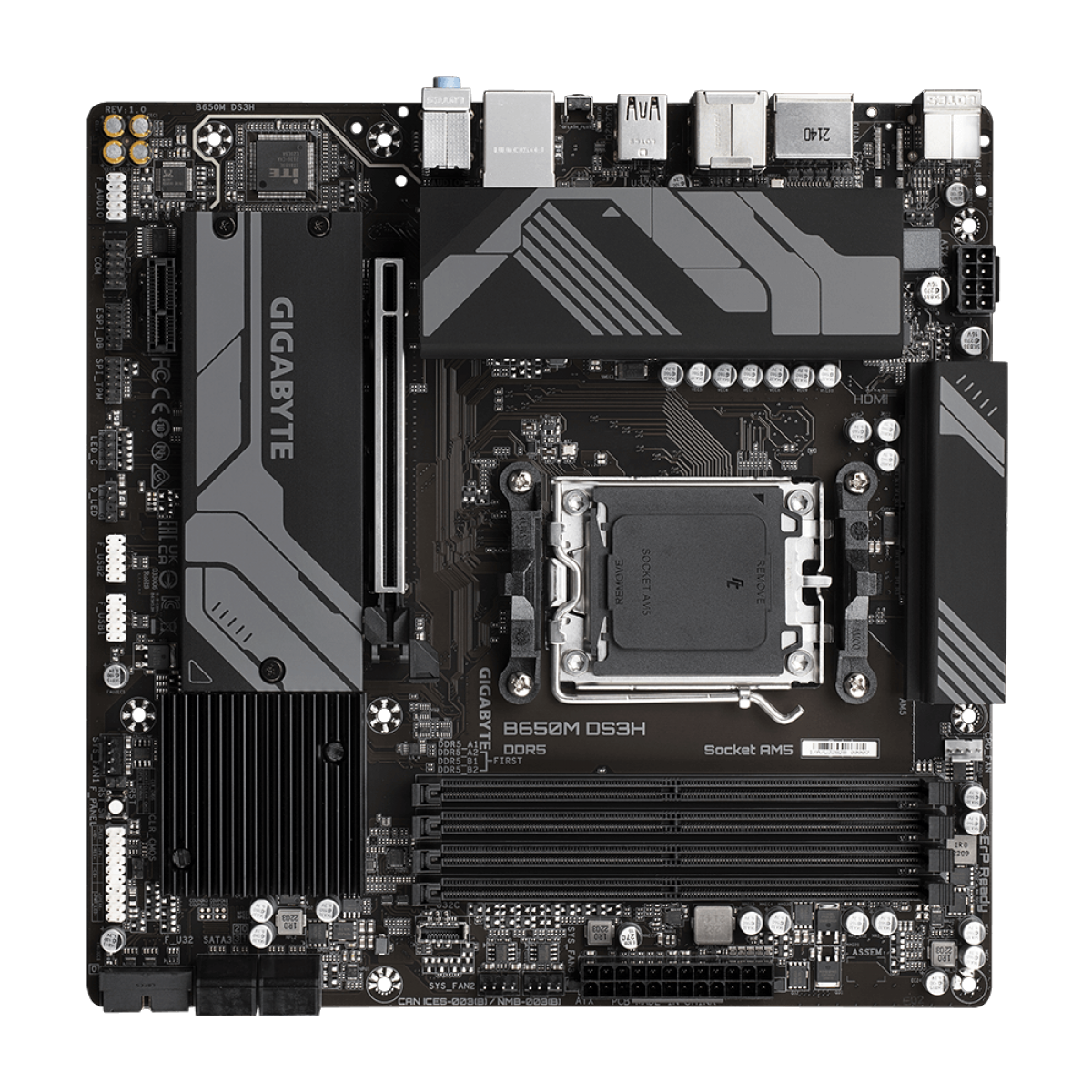 Placa Mãe Gigabyte B650M DS3H, Chipset B650, AMD AM5, MATX, DDR5