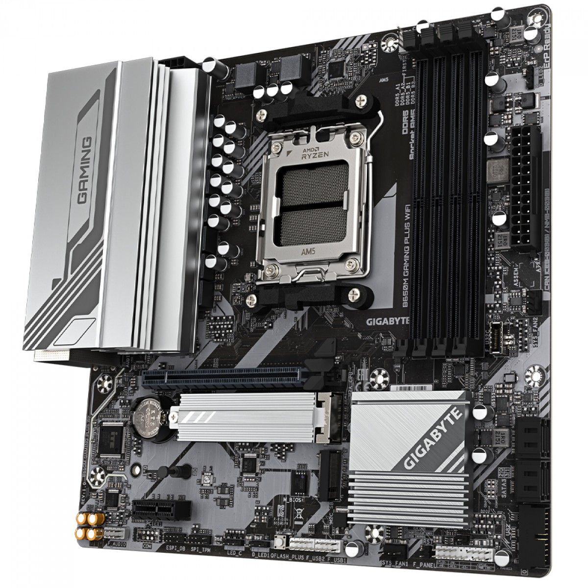 Placa Mãe Gigabyte B650M Gaming Plus WiFi, Chipset B650, AMD AM5, M-ATX, DDR5
