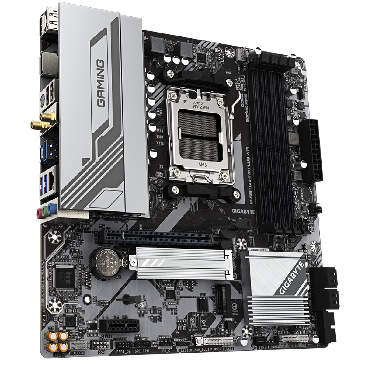 Placa Mãe Gigabyte B650M Gaming Plus WiFi, Chipset B650, AMD AM5, M-ATX, DDR5