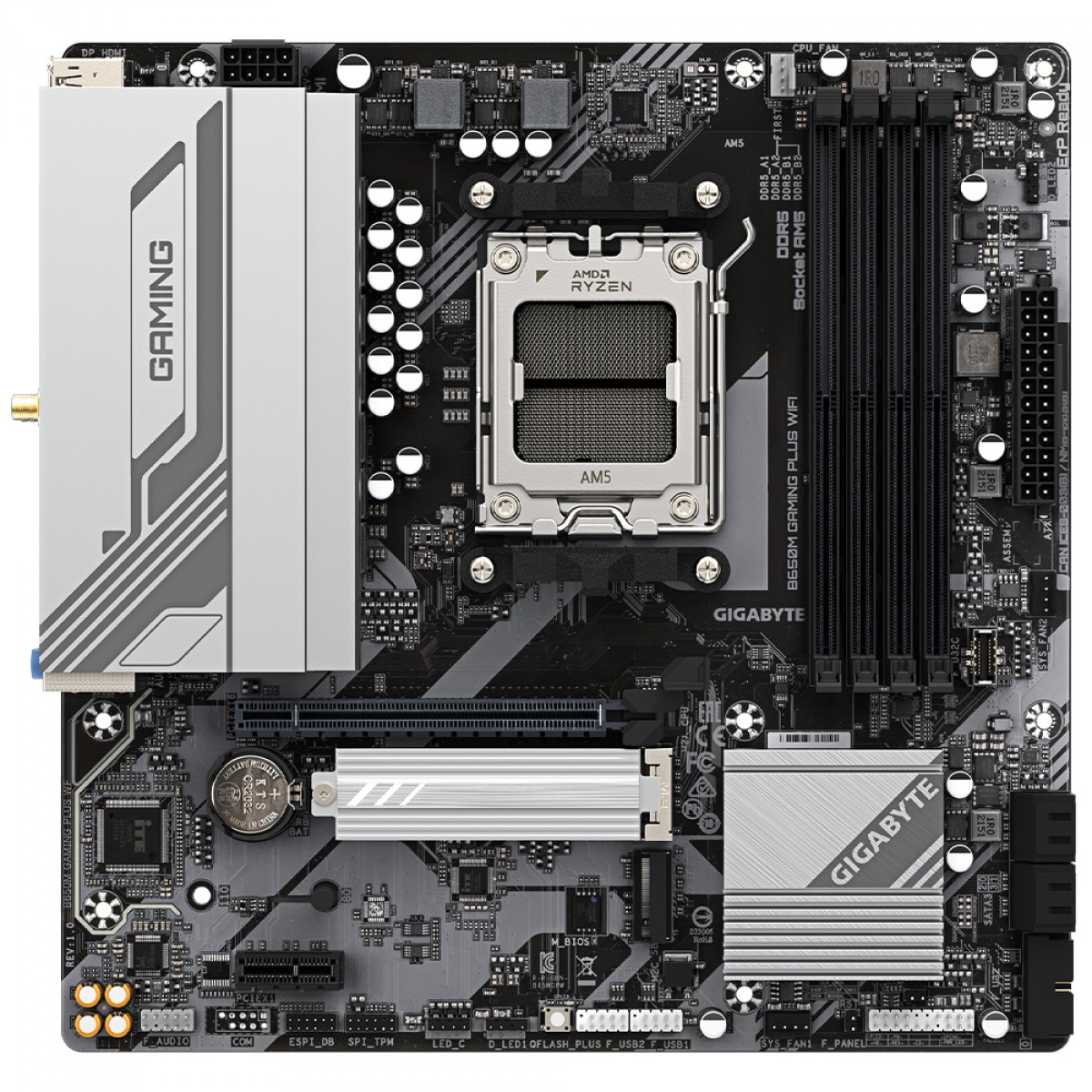 Placa Mãe Gigabyte B650M Gaming Plus WiFi, Chipset B650, AMD AM5, M-ATX, DDR5