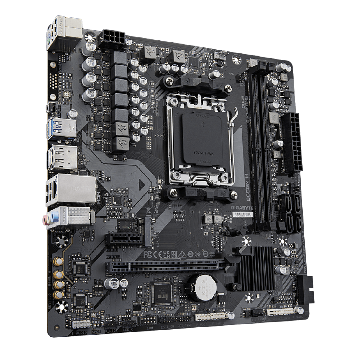 Placa Mãe Gigabyte B650M H, Chipset B650, AMD AM5, MATX, DDR5
