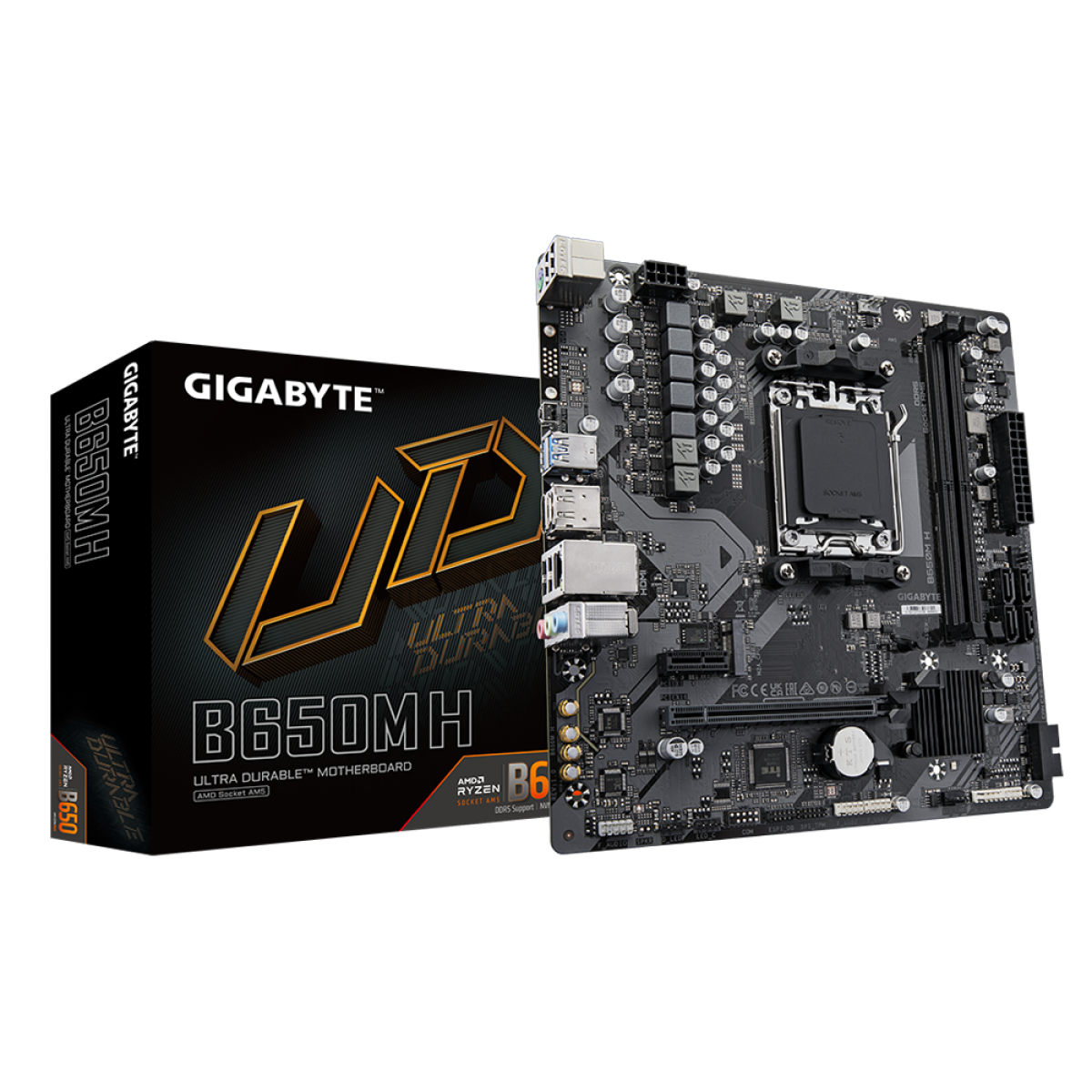 Placa Mãe Gigabyte B650M H, Chipset B650, AMD AM5, MATX, DDR5