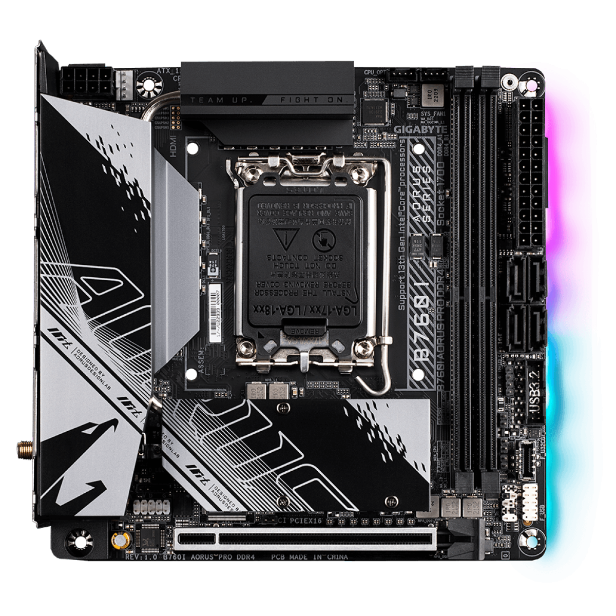 Placa Mãe Gigabyte B760I Aorus Pro DDR4, WIFI, Chipset B760, Intel LGA 1700, M-ITX, DDR4