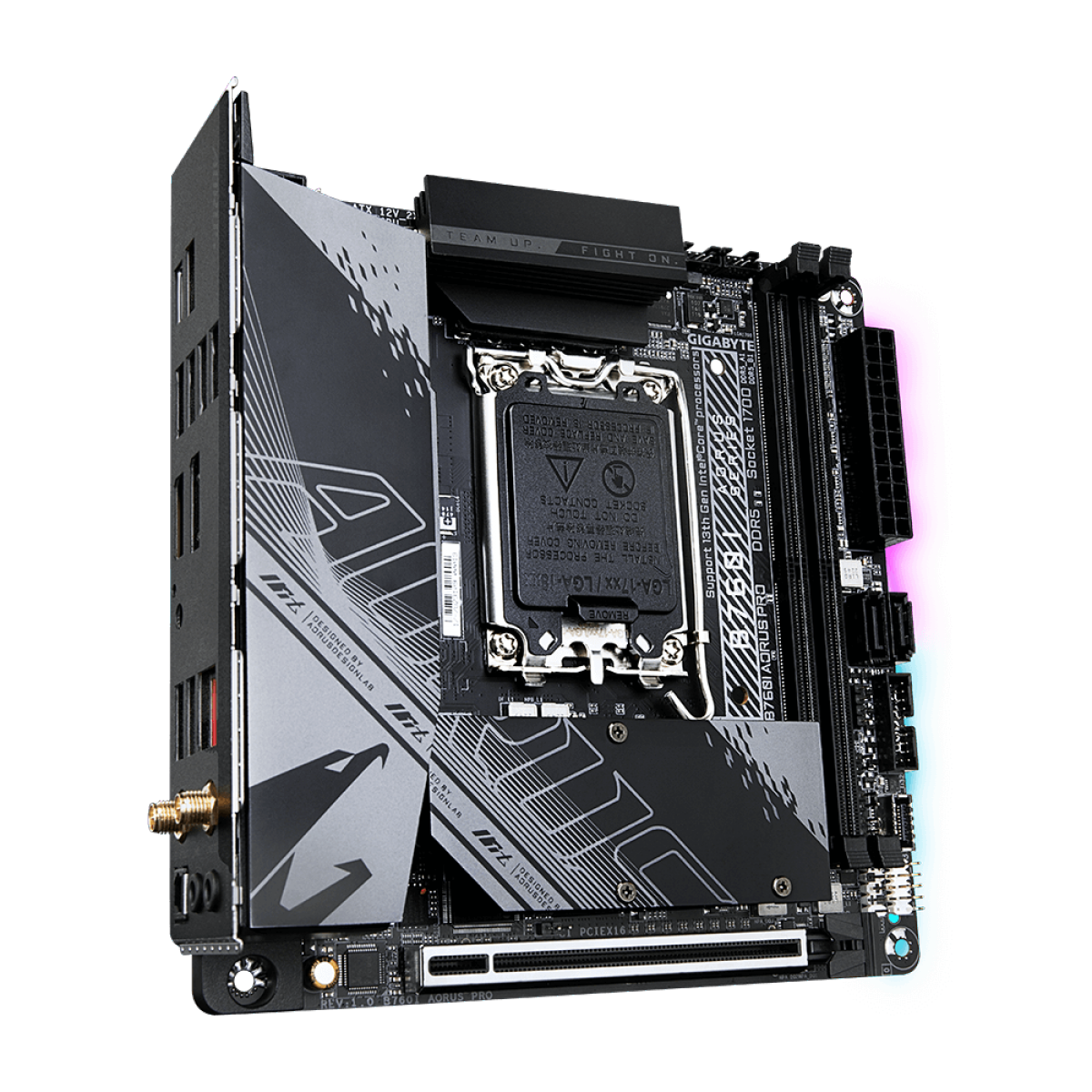 Placa Mãe Gigabyte B760I Aorus Pro, WIFI, Chipset B760, Intel LGA 1700, M-ITX, DDR5