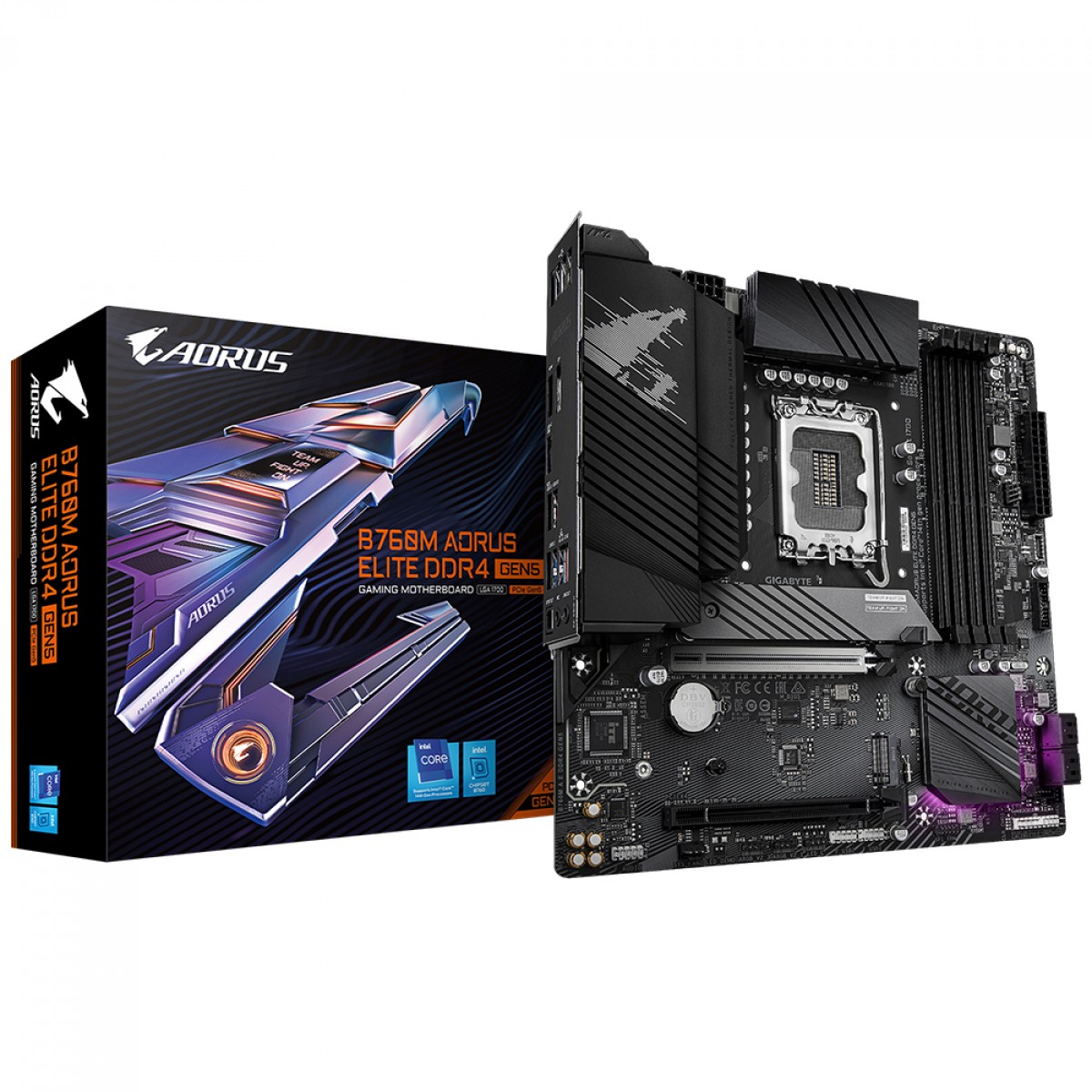 Placa Mãe Gigabyte B760M AORUS ELITE DDR4 GEN5, Chipset B760, Intel LGA 1700, M-ATX, DDR4
